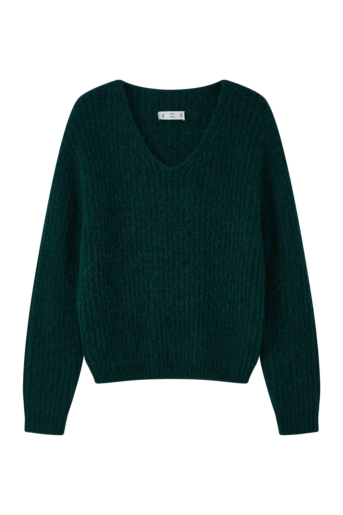 Immy V-neck Basic Alpaca wool  Knit Jumper  - Forest