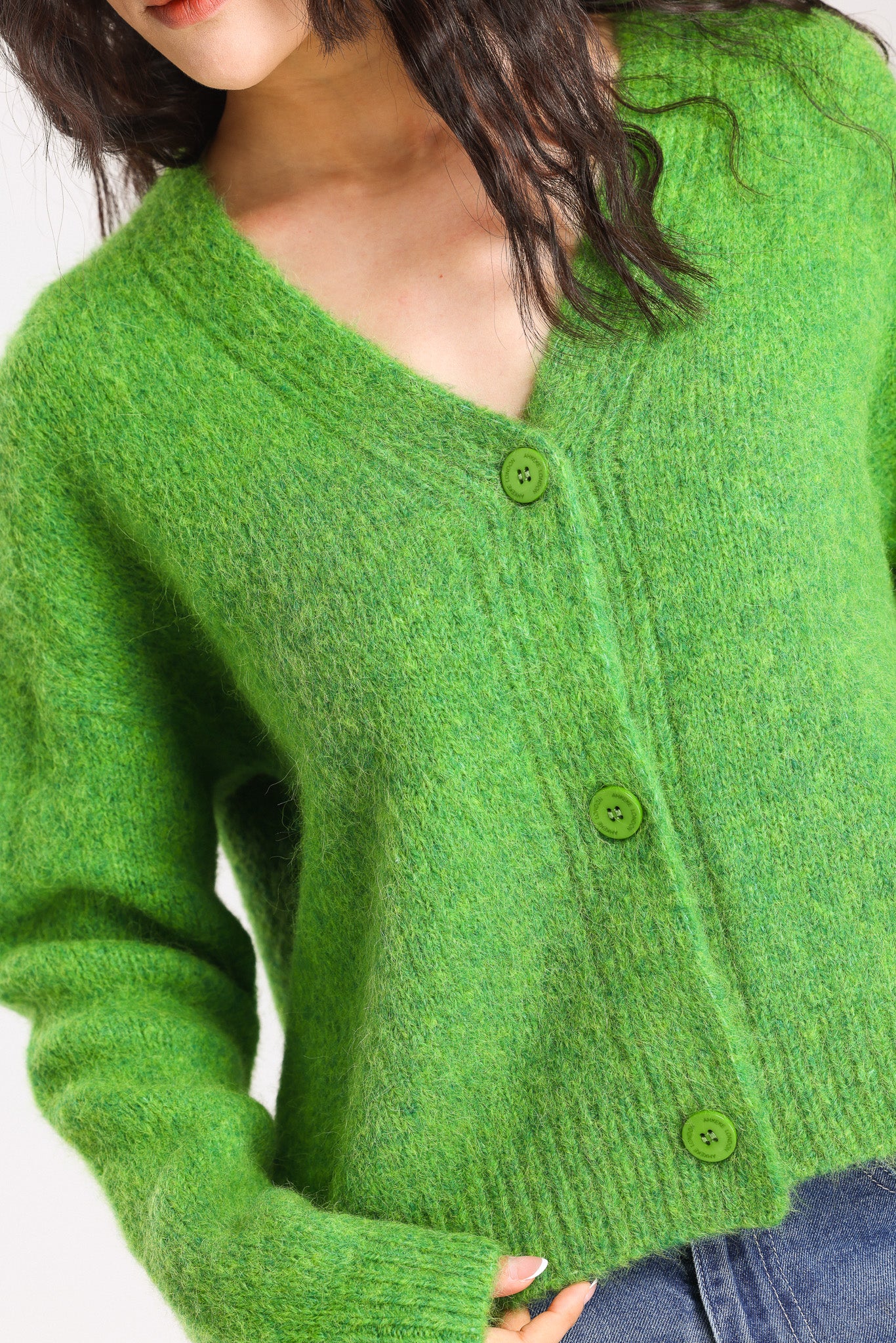 Lara Alpaca wool  Knit Cardigan - Green