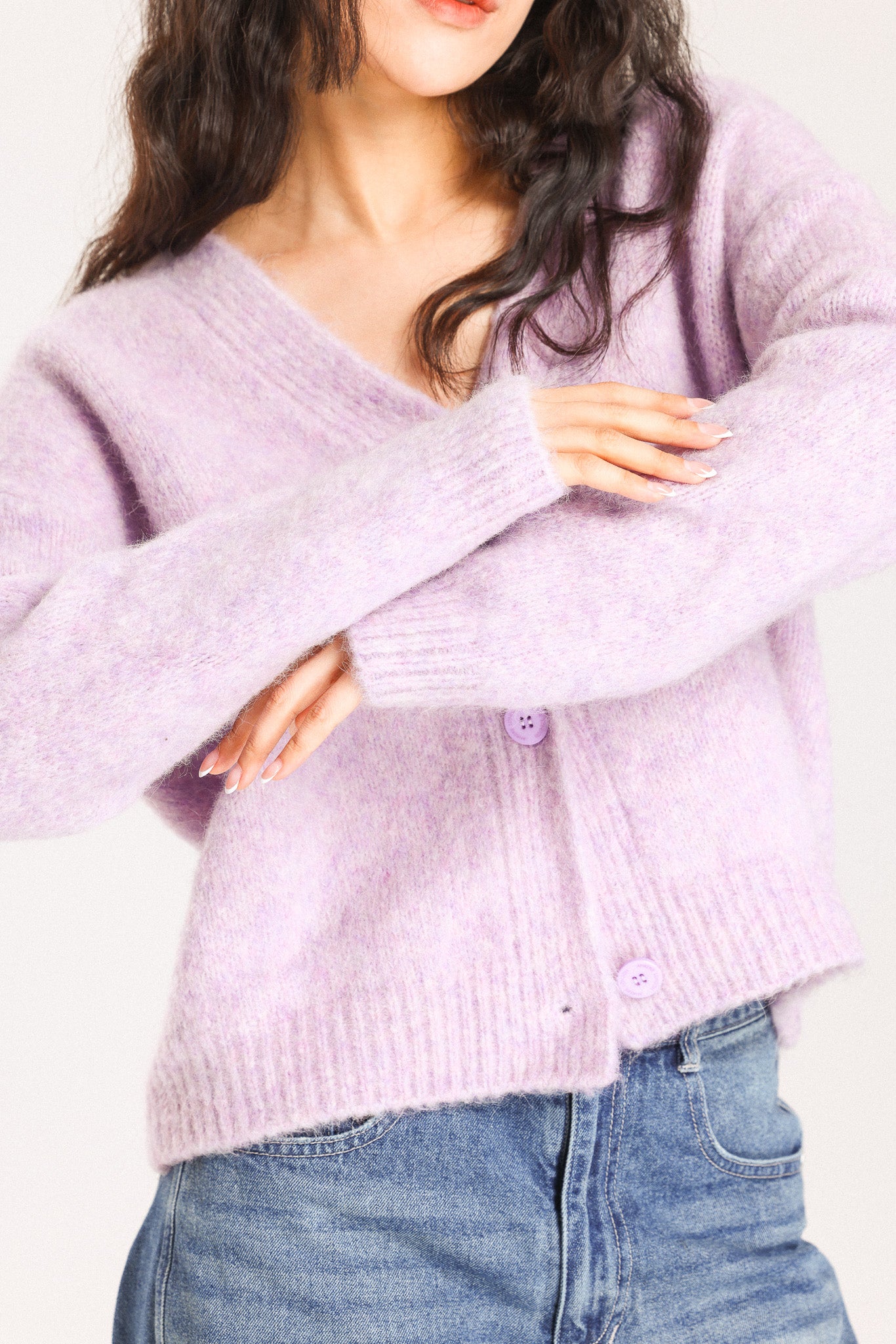 Lara Alpaca wool  Knit Cardigan - Purple