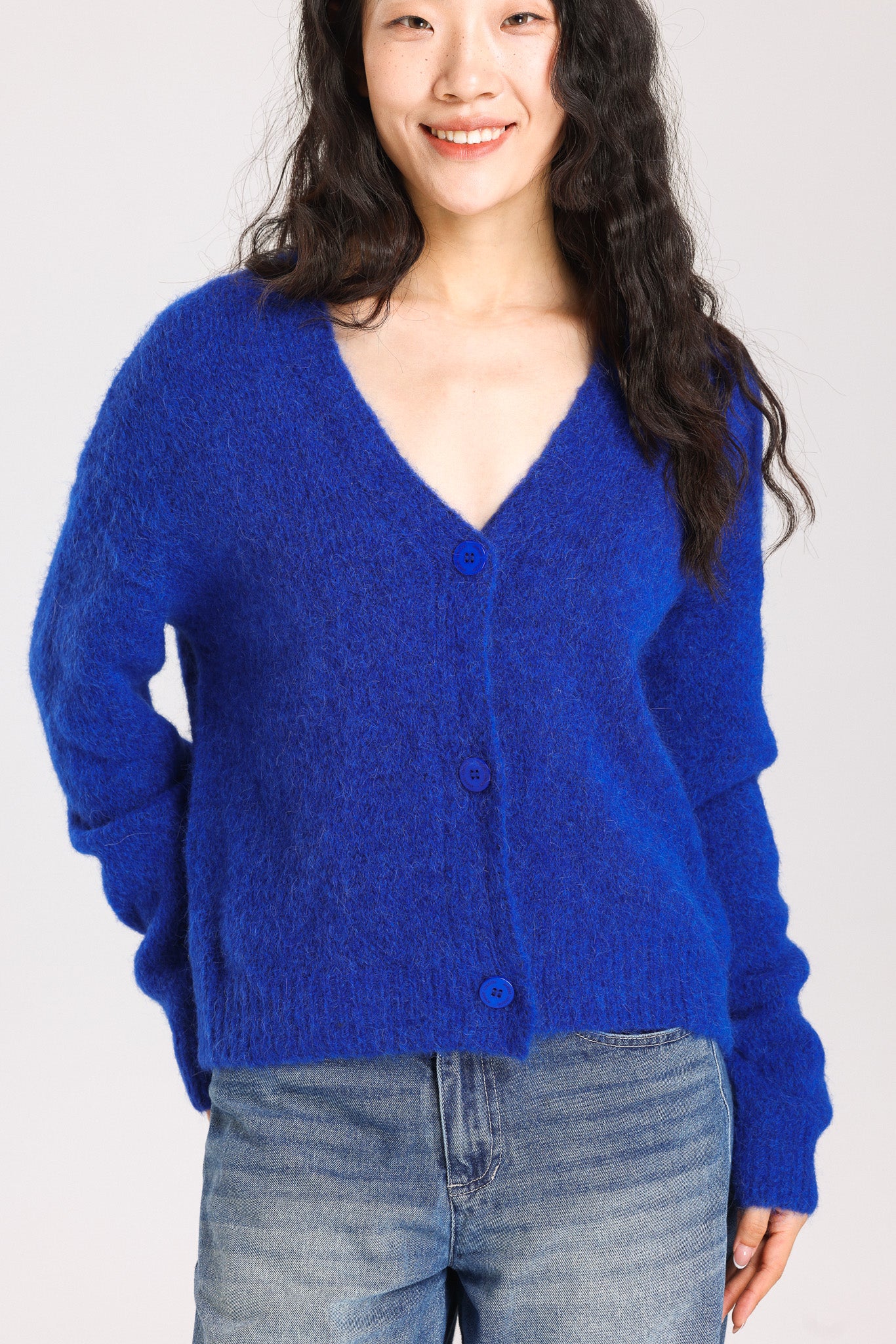 Lara Alpaca wool  Knit Cardigan - Royal Blue