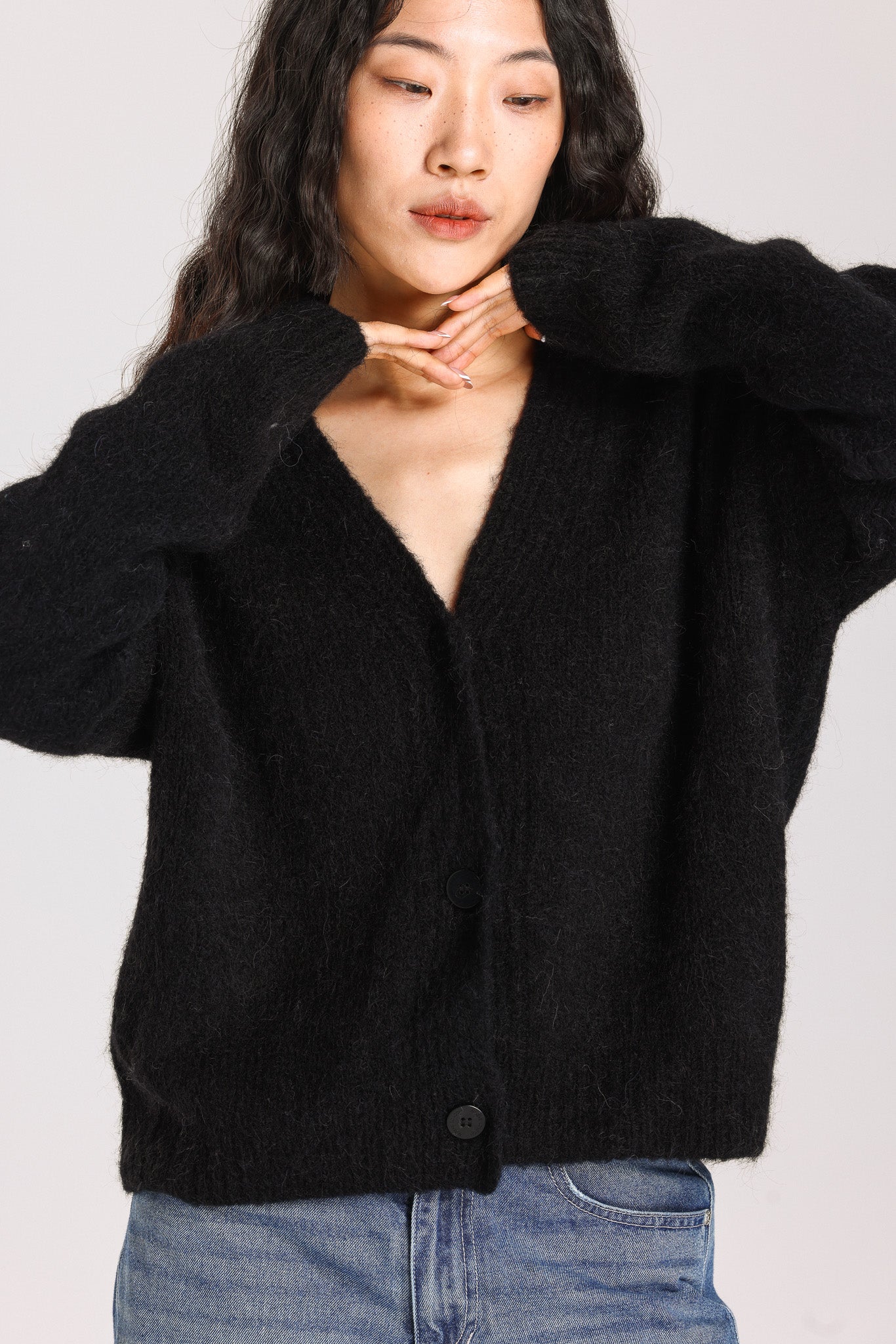 Lara Alpaca wool  Knit Cardigan - Black