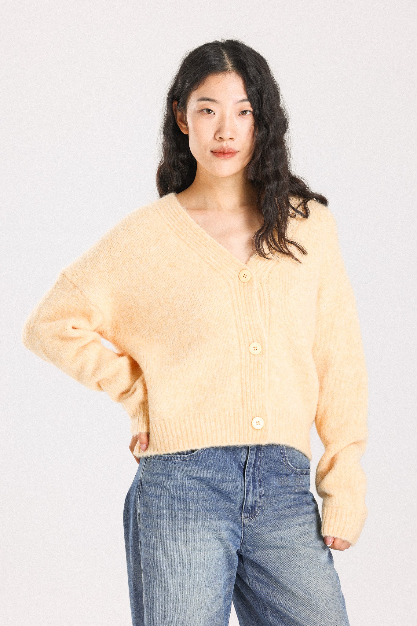 Lara Alpaca wool  Knit Cardigan - Yellow