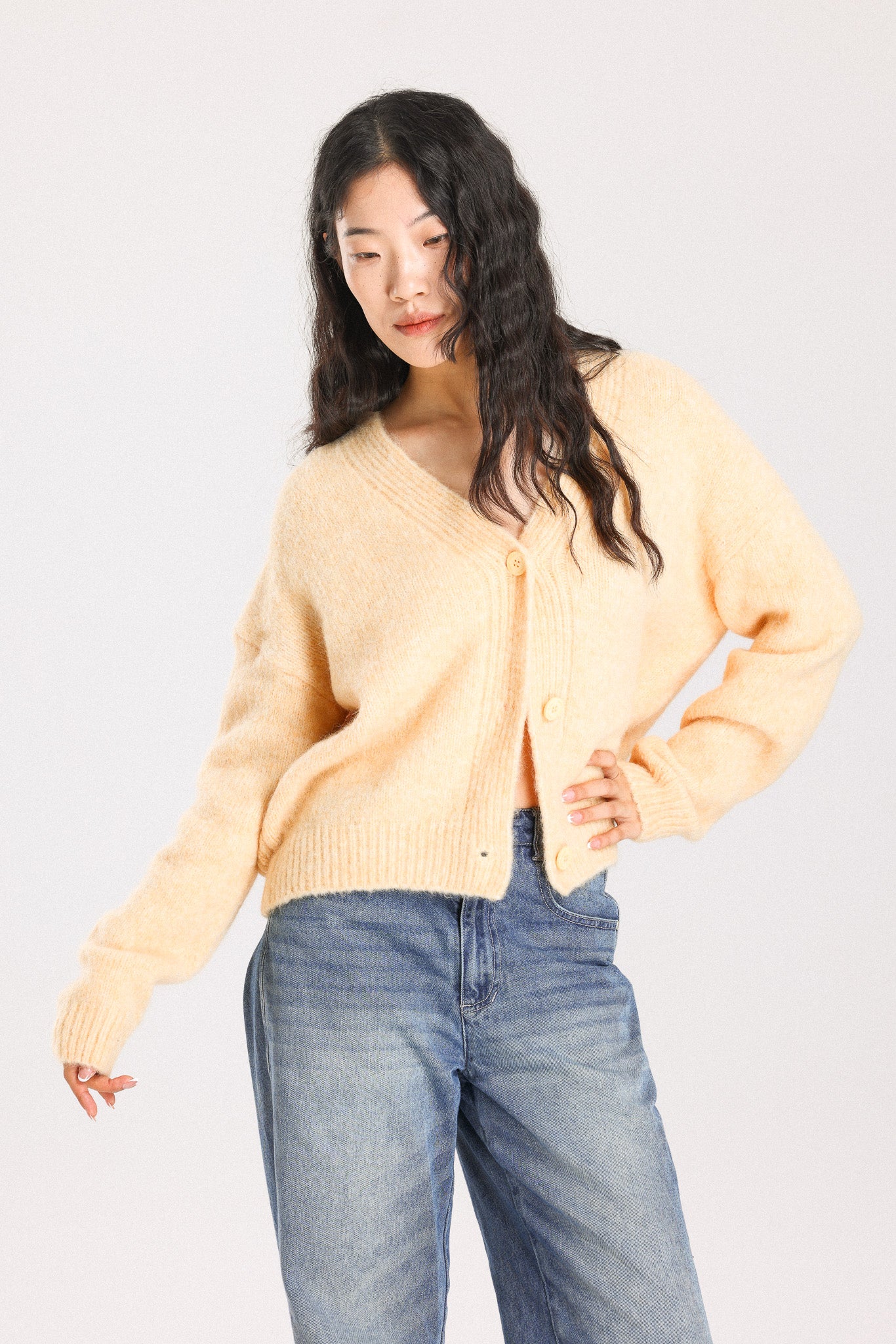 Lara Alpaca wool  Knit Cardigan - Yellow