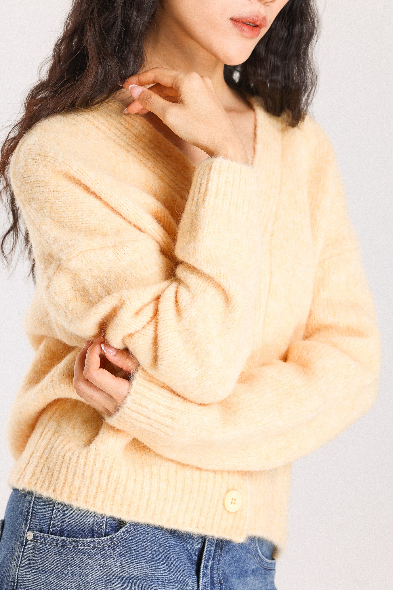 Lara Alpaca wool  Knit Cardigan - Yellow