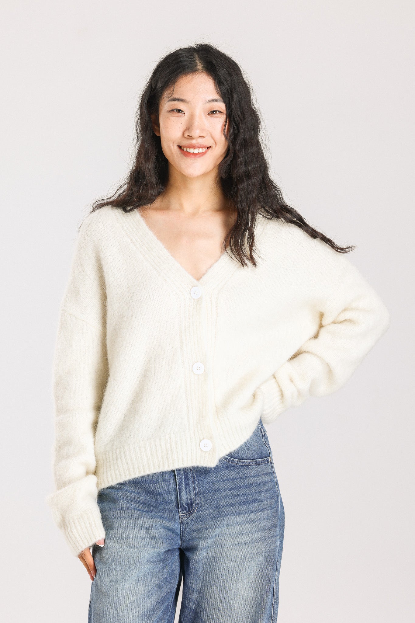 Lara Alpaca wool  Knit Cardigan - White