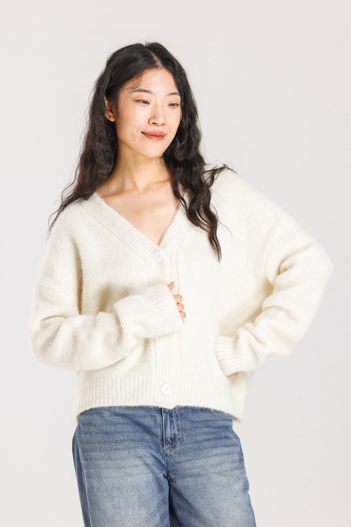 Lara Alpaca wool  Knit Cardigan - White