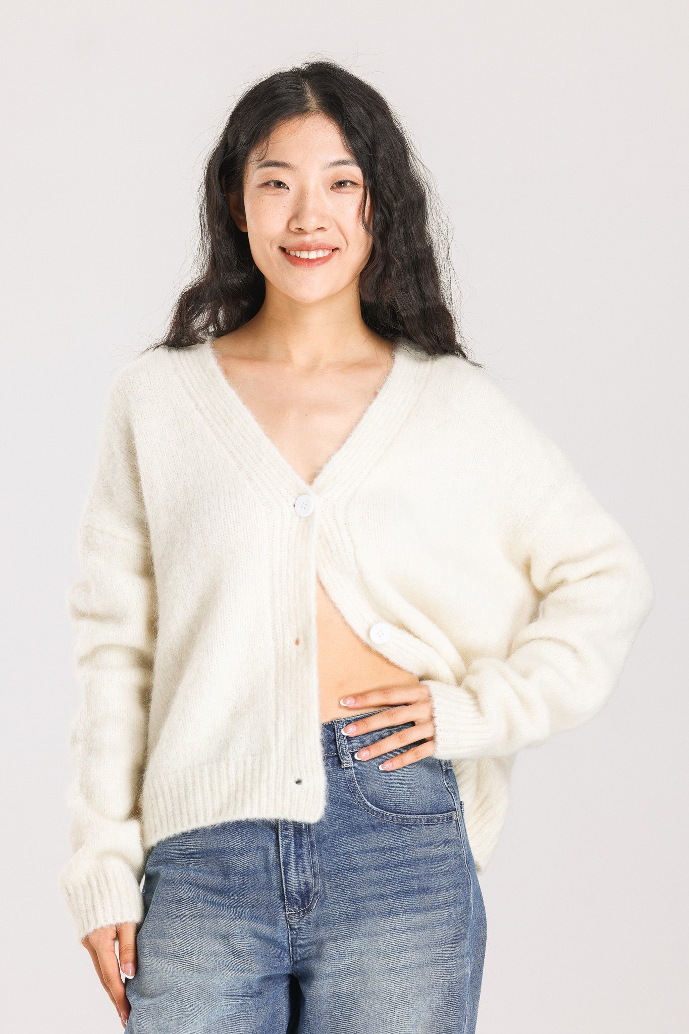 Lara Alpaca wool  Knit Cardigan - White