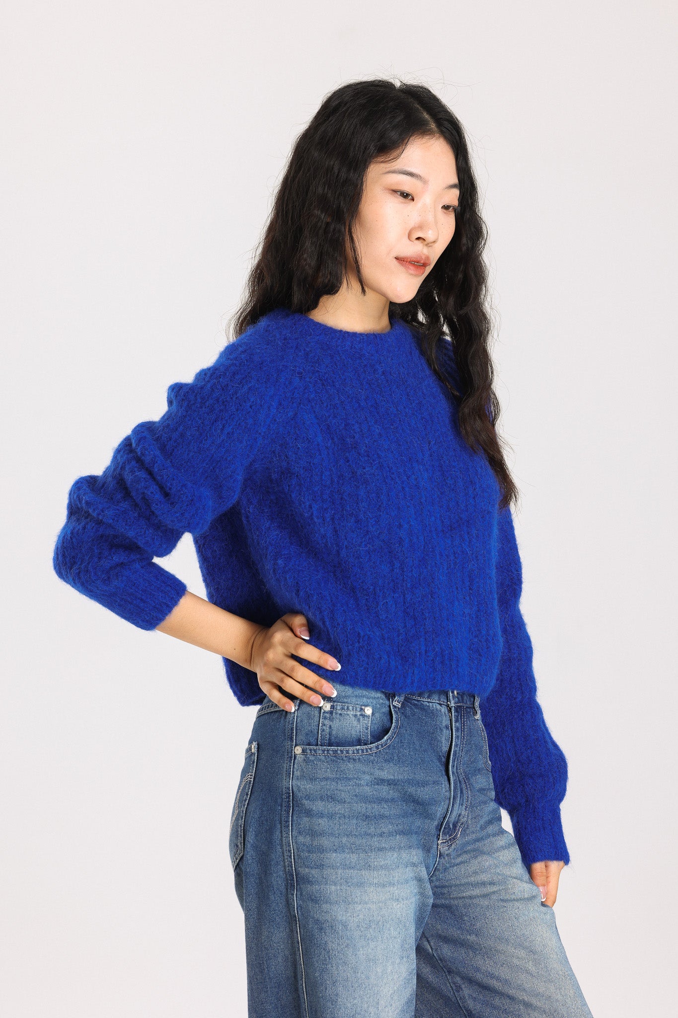 Janet Ribbed Alpaca wool  Knit Jumper - Royal Blue