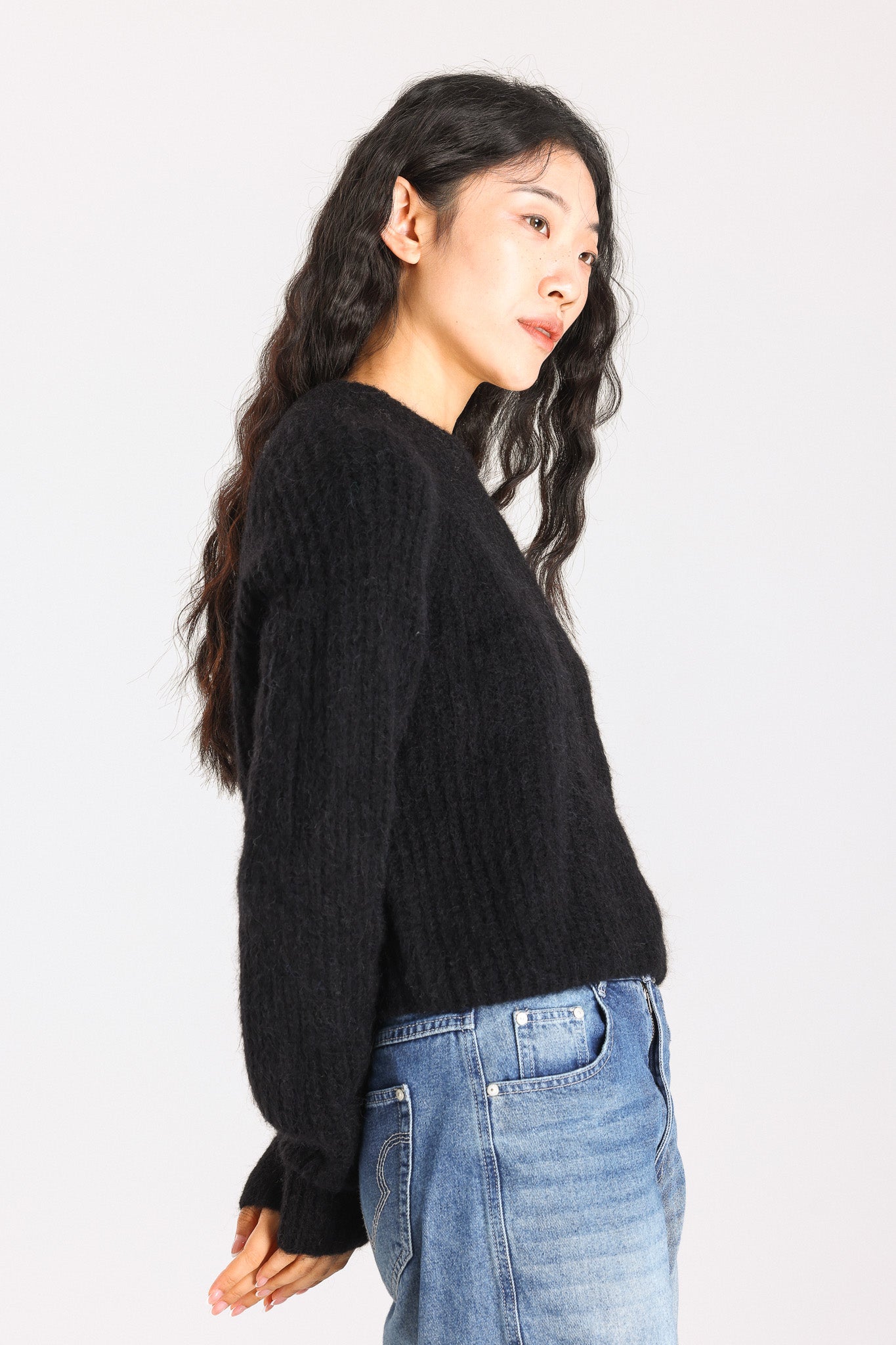 Janet Ribbed Alpaca wool  Knit Jumper - Black