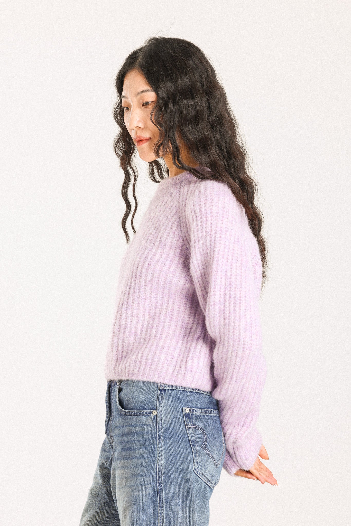 Janet Ribbed Alpaca wool  Knit Jumper - Purple