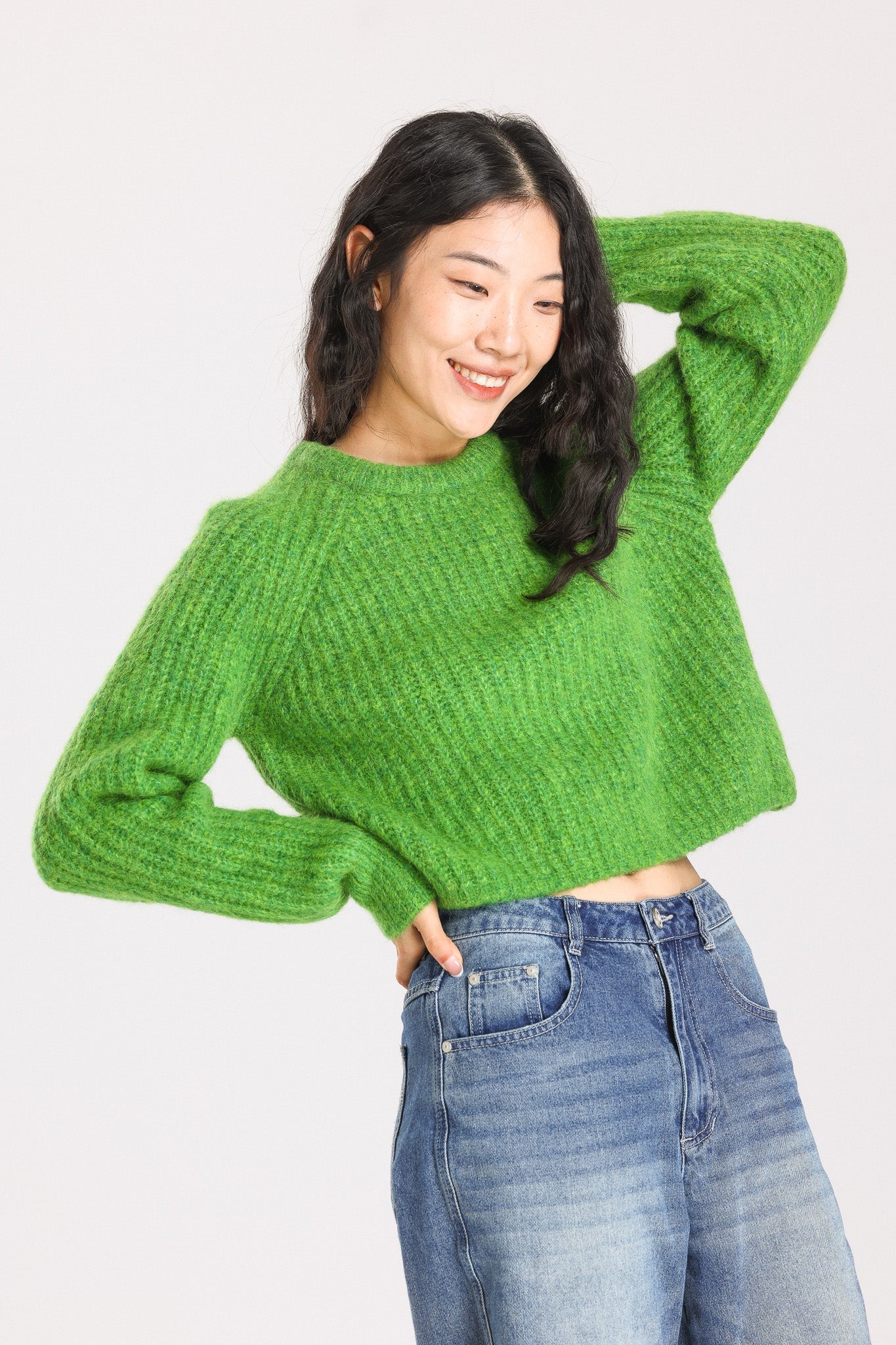 Janet Ribbed Alpaca wool  Knit Jumper - Green