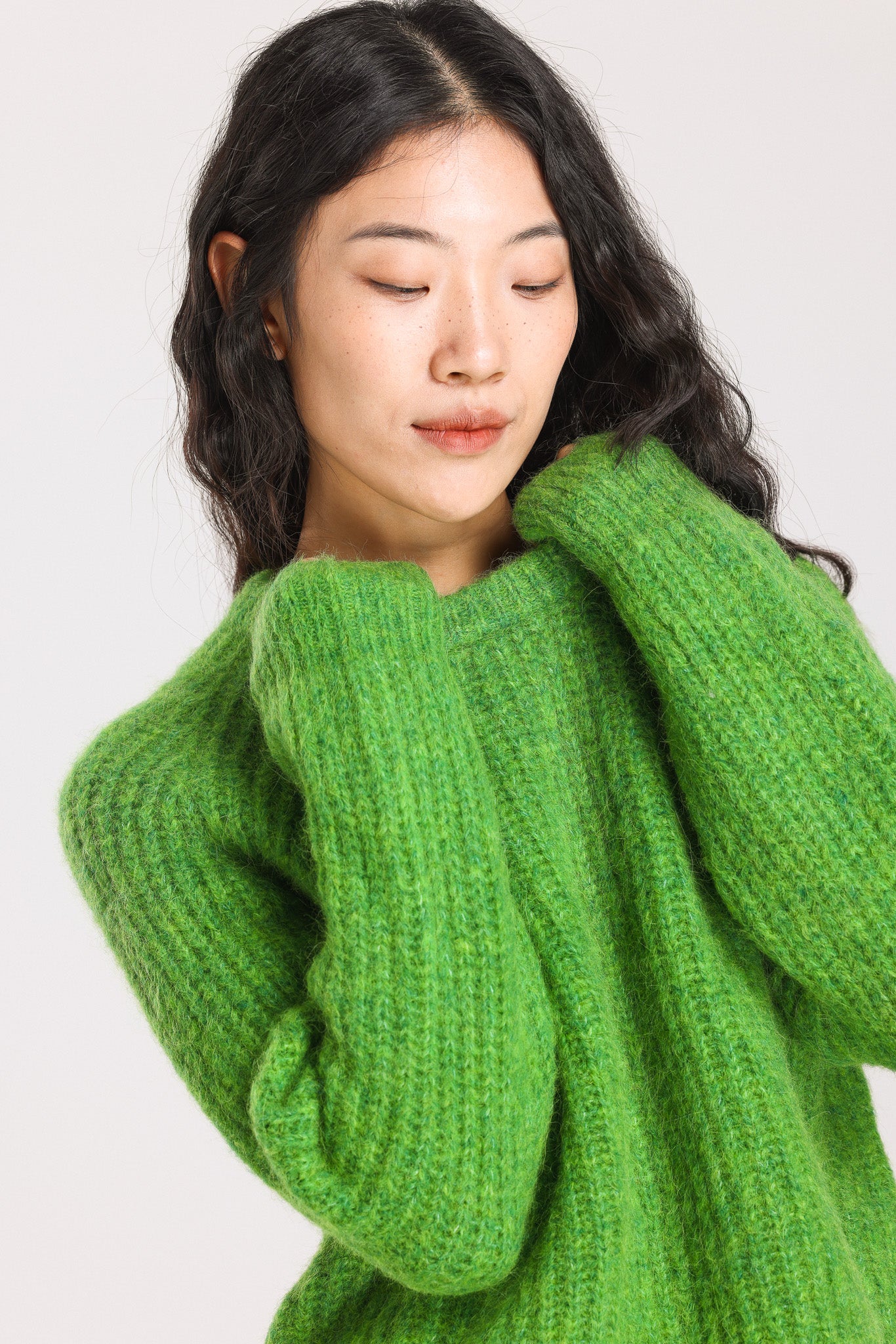 Janet Ribbed Alpaca wool  Knit Jumper - Green