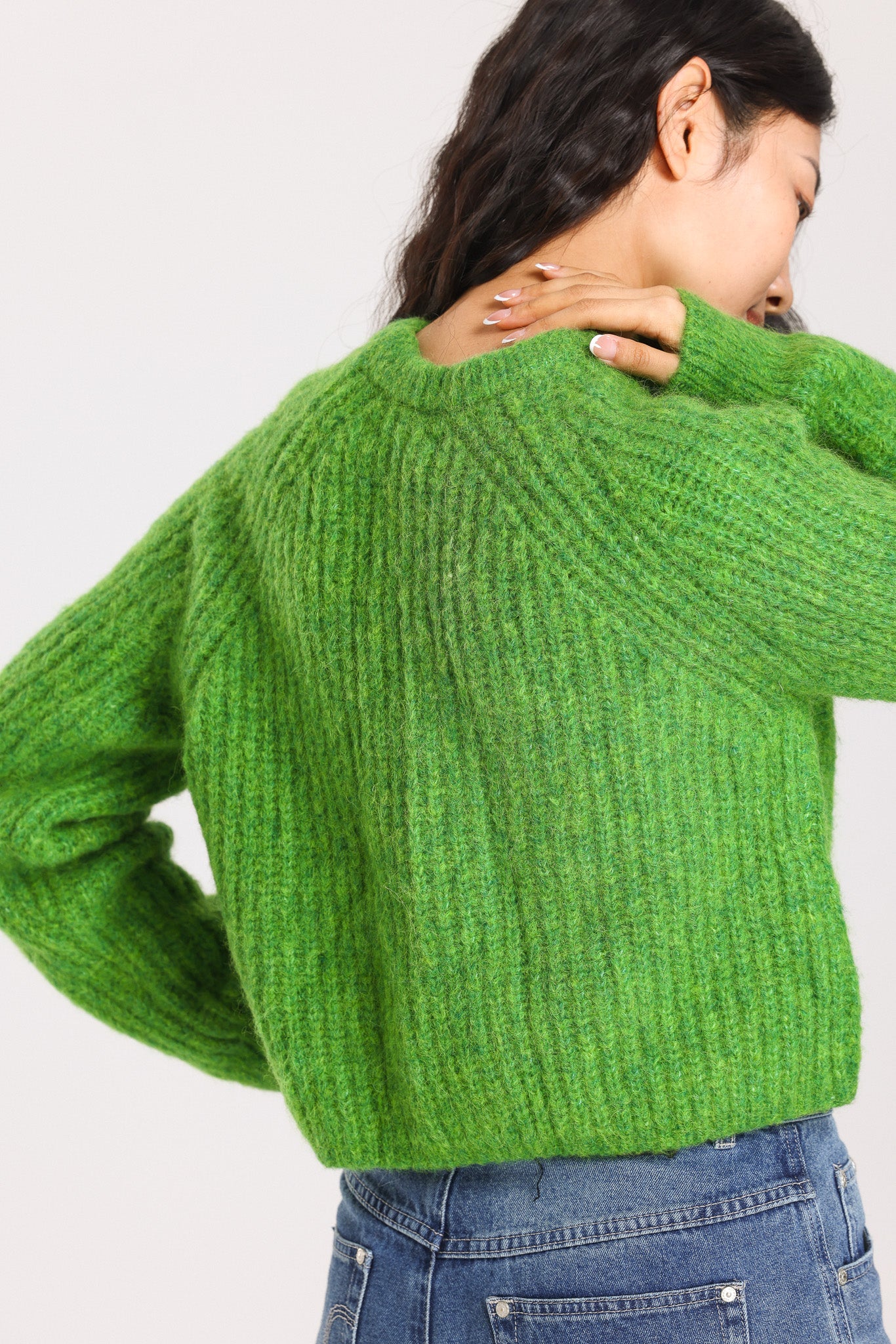 Janet Ribbed Alpaca wool  Knit Jumper - Green