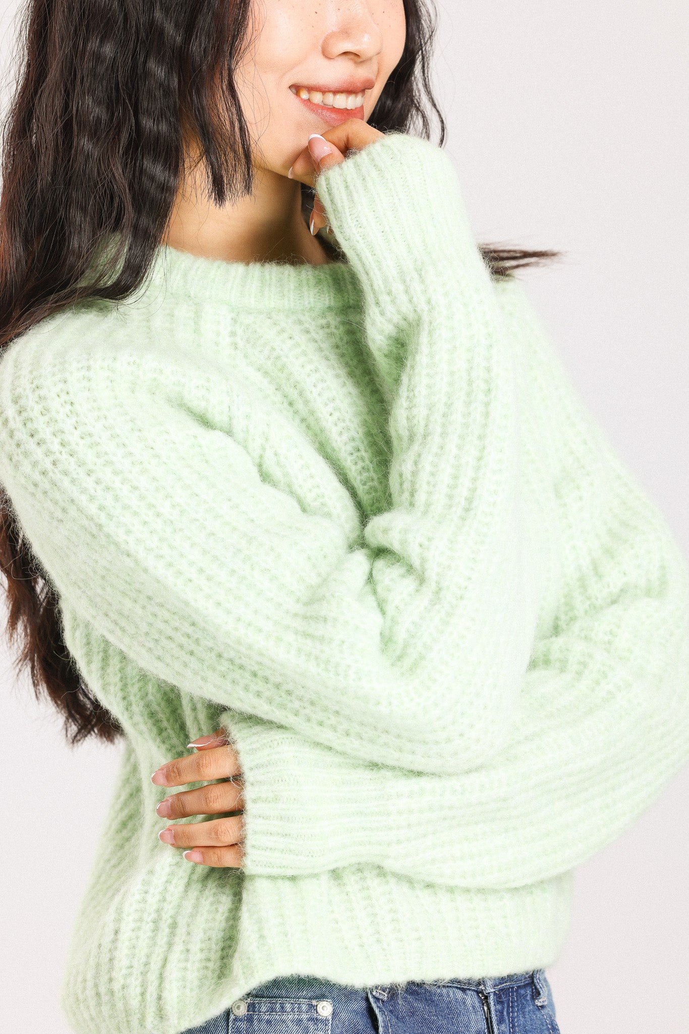 Janet Ribbed Alpaca wool  Knit Jumper  - Lime