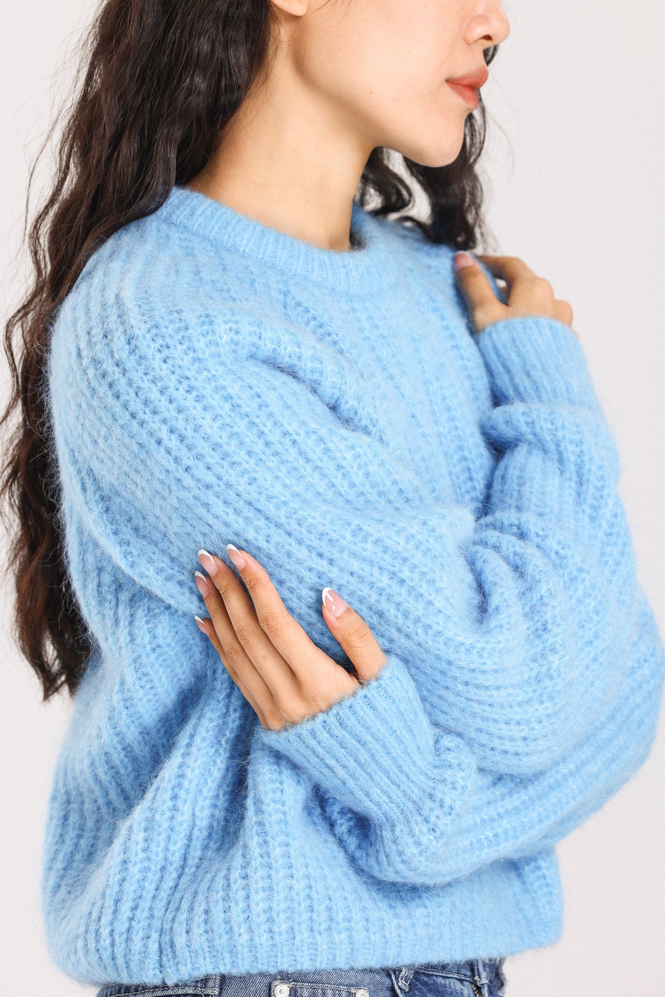 Janet Ribbed Alpaca wool  Knit Jumper - Sky