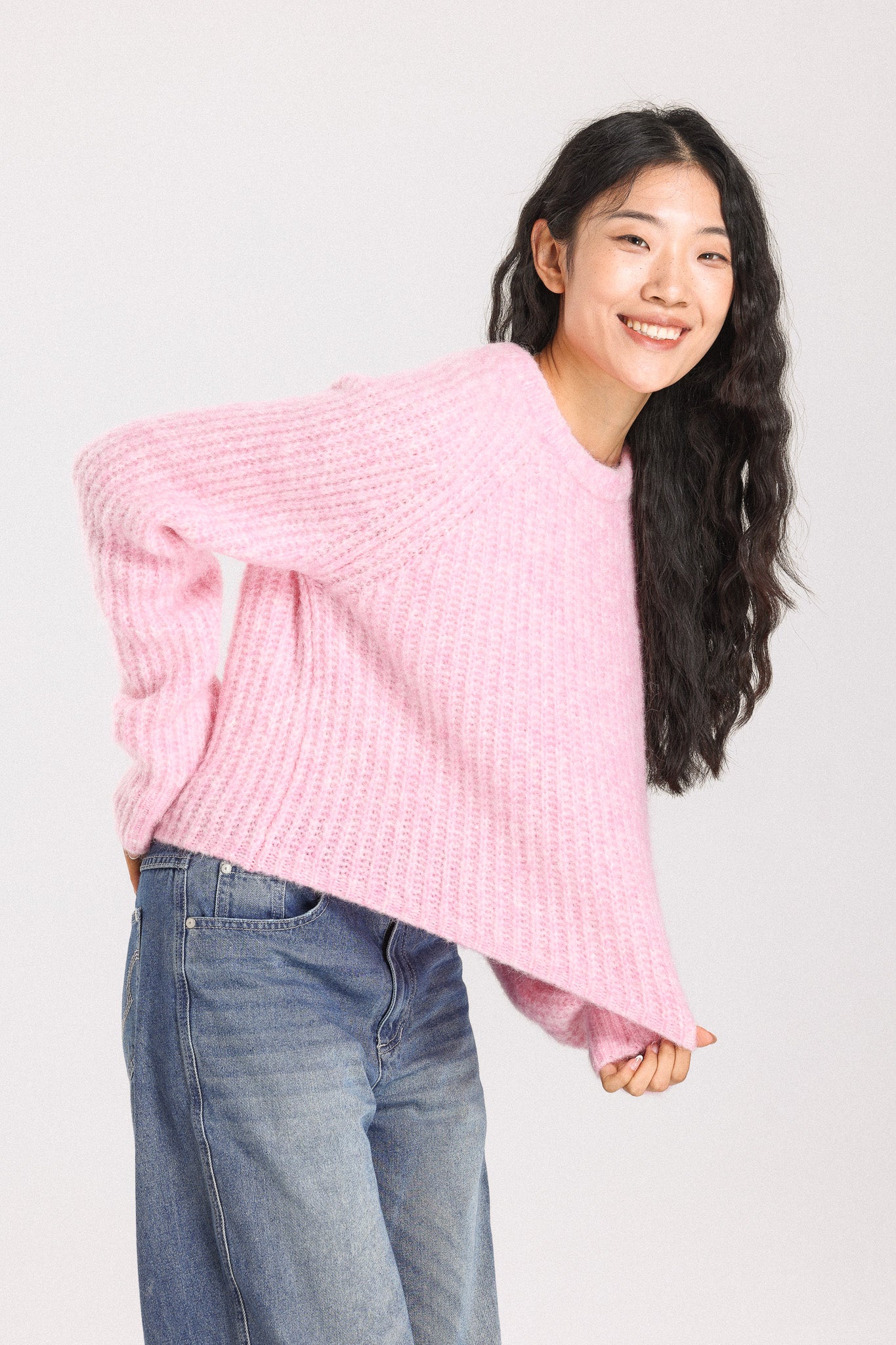 Janet Ribbed Alpaca wool Knit Jumper - Pink