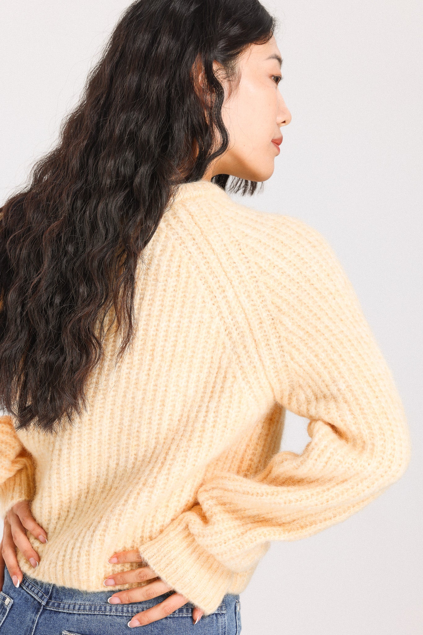 Janet Ribbed Alpaca wool  Knit Jumper - Yellow