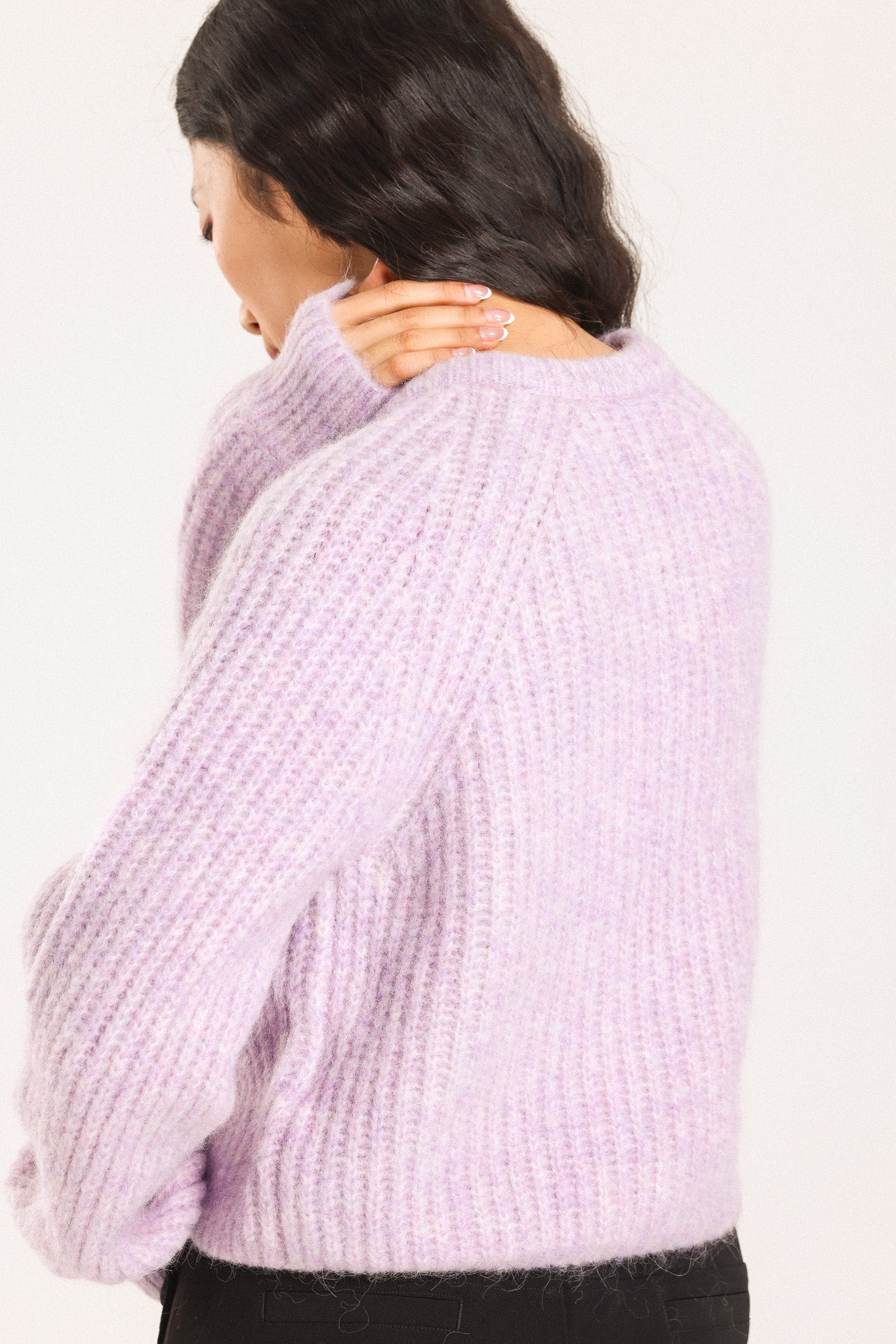 Janet Ribbed Alpaca wool  Knit Cardigan - Purple