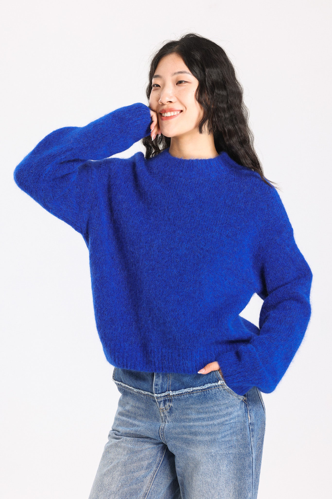 Lara Basic Alpaca wool  Knit Jumper - Royal Blue