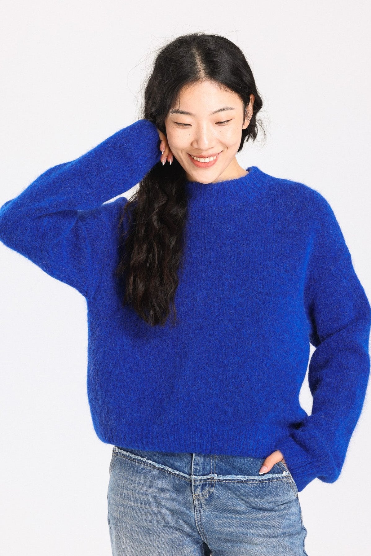 Lara Basic Alpaca wool  Knit Jumper - Royal Blue