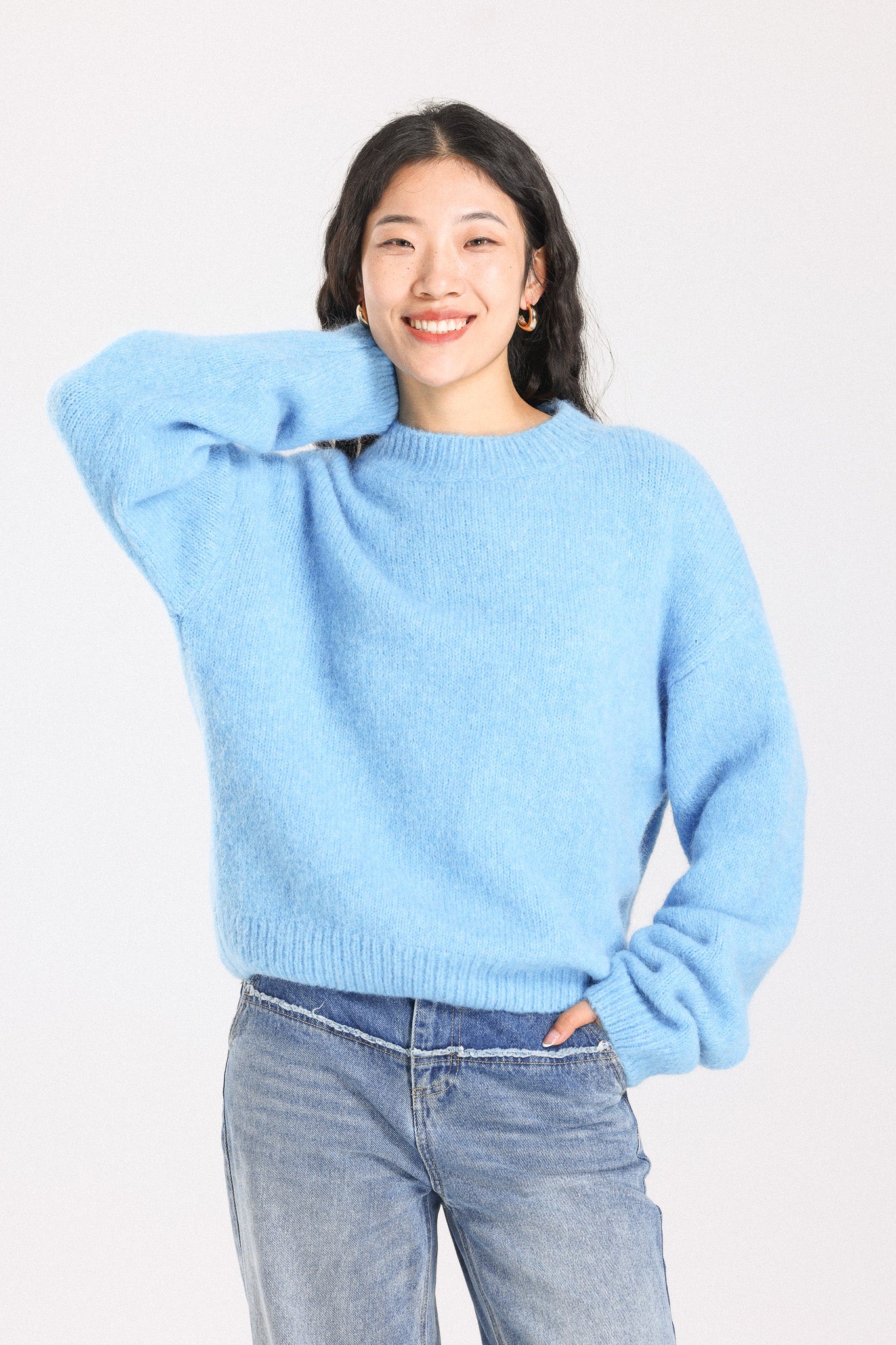 Lara Basic Alpaca wool  Knit Jumper - Sky