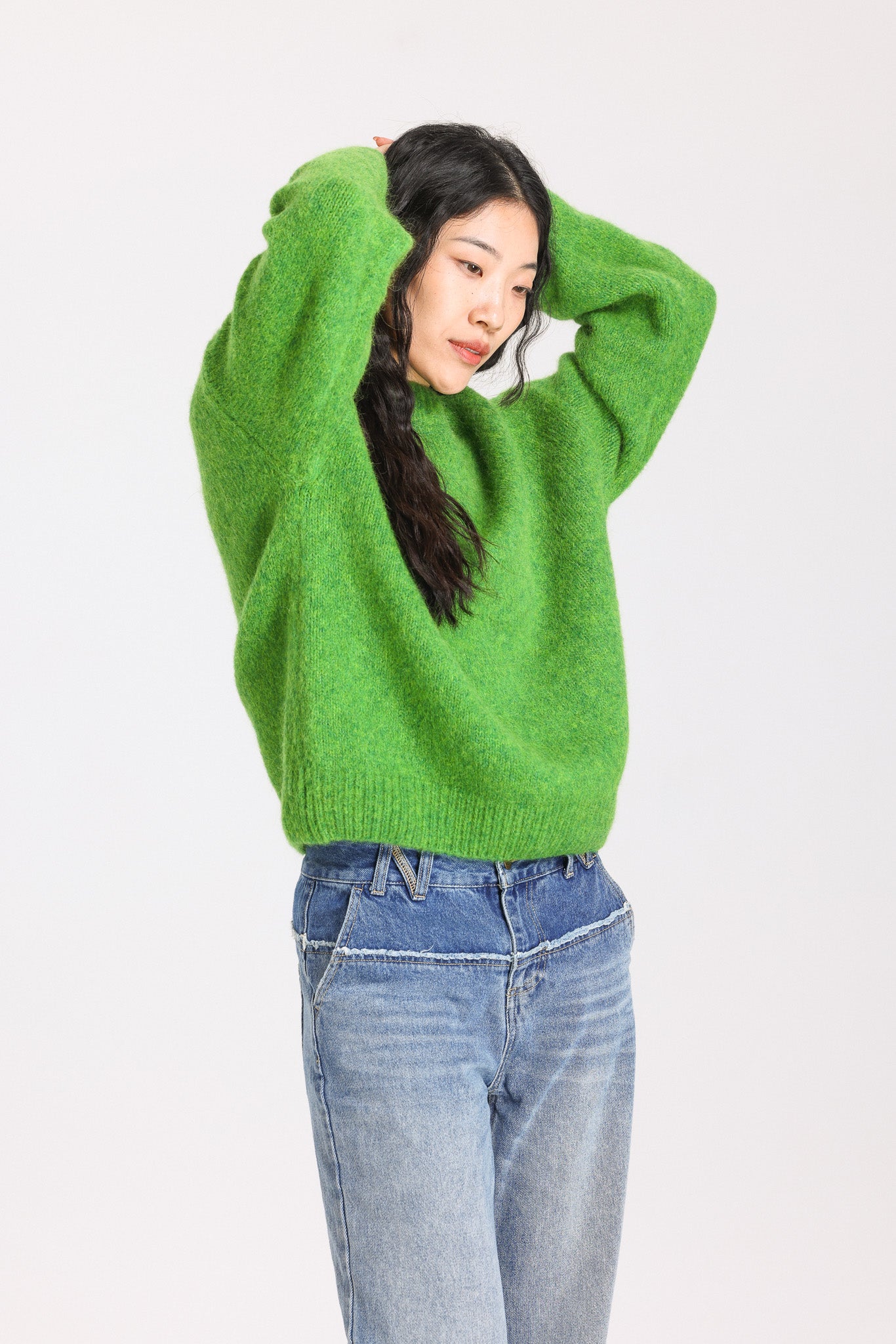 Lara Basic Alpaca wool  Knit Jumper - Green