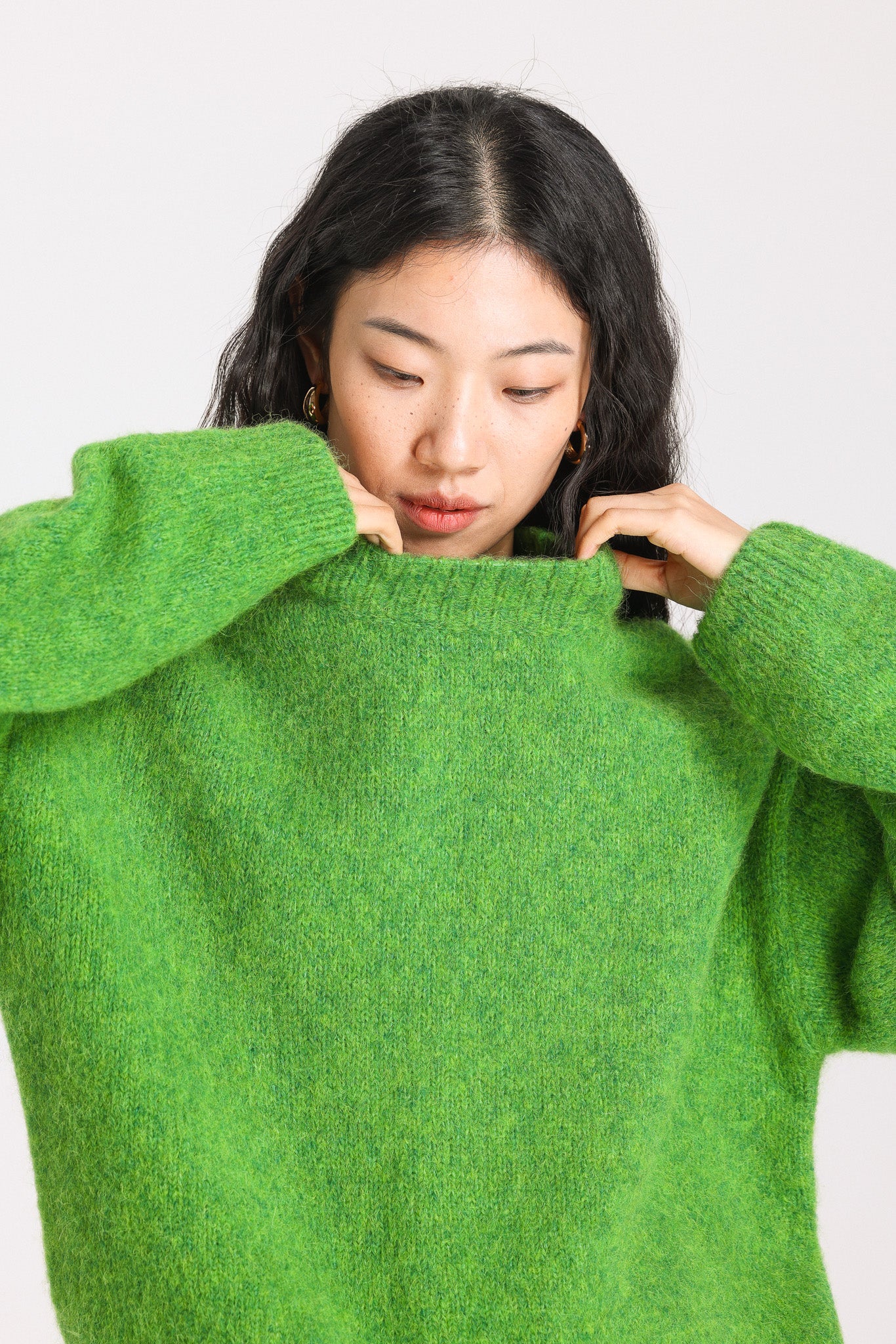 Lara Basic Alpaca wool  Knit Jumper - Green