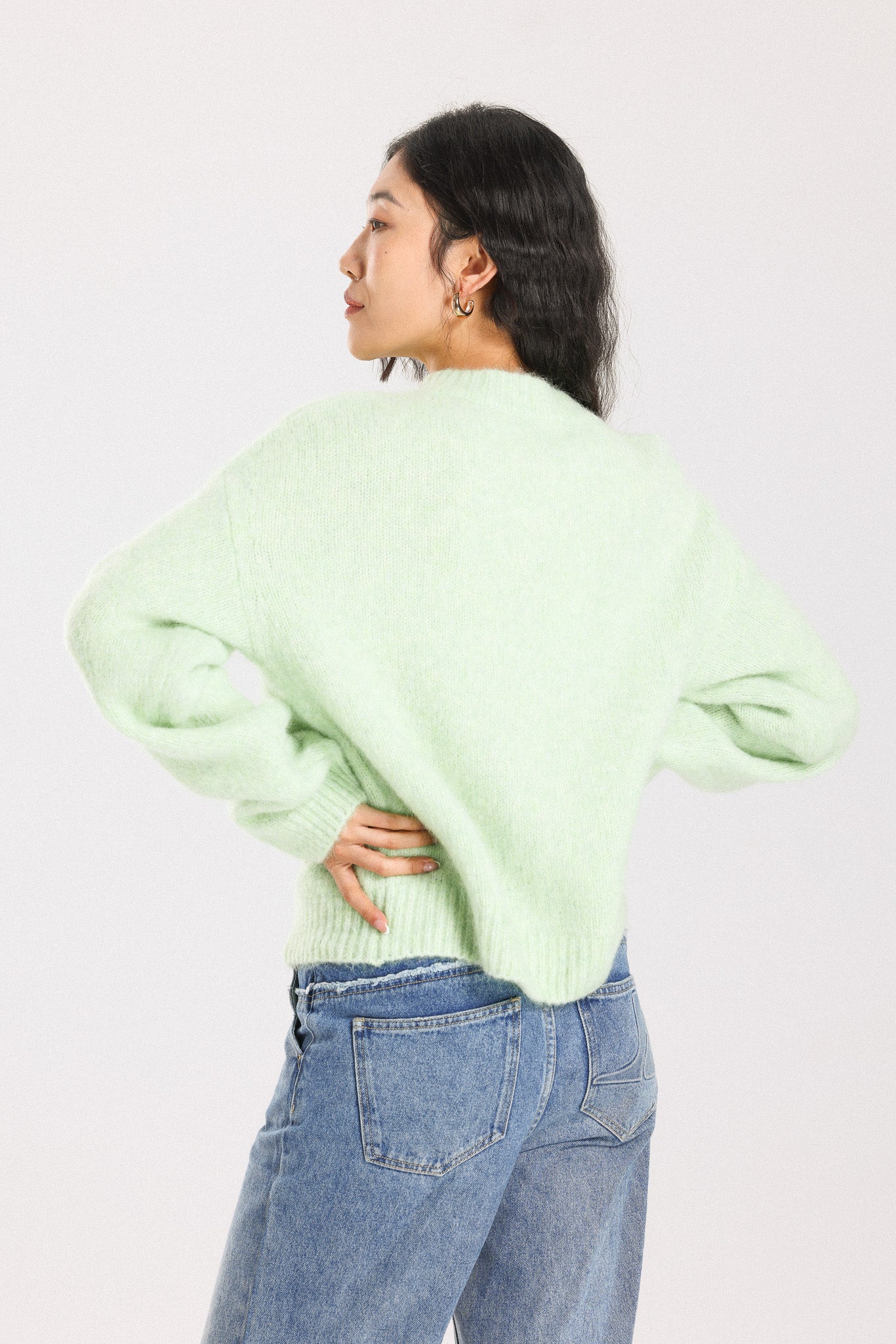 Lara Basic Alpaca wool  Knit Jumper  - Lime