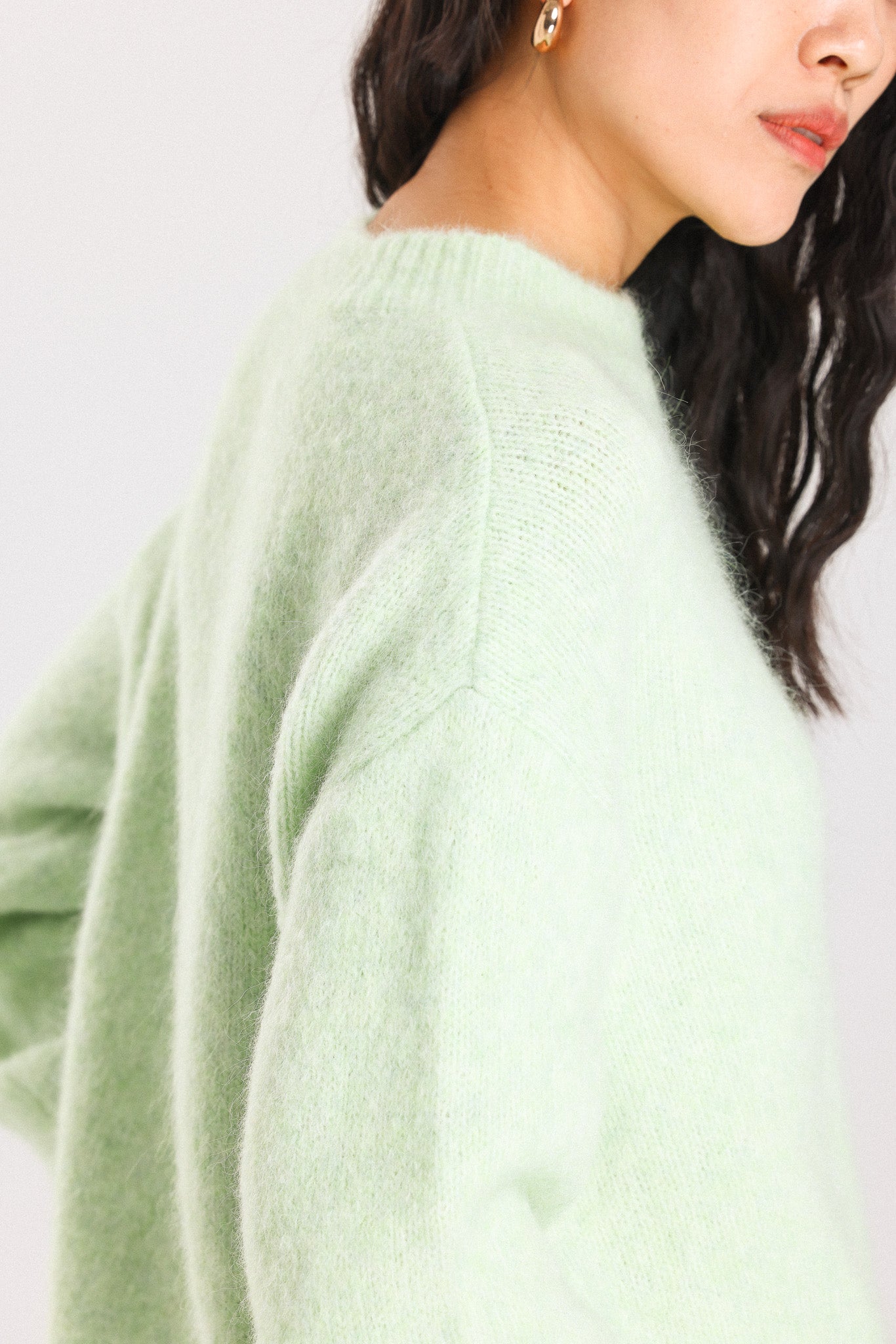 Lara Basic Alpaca wool  Knit Jumper  - Lime