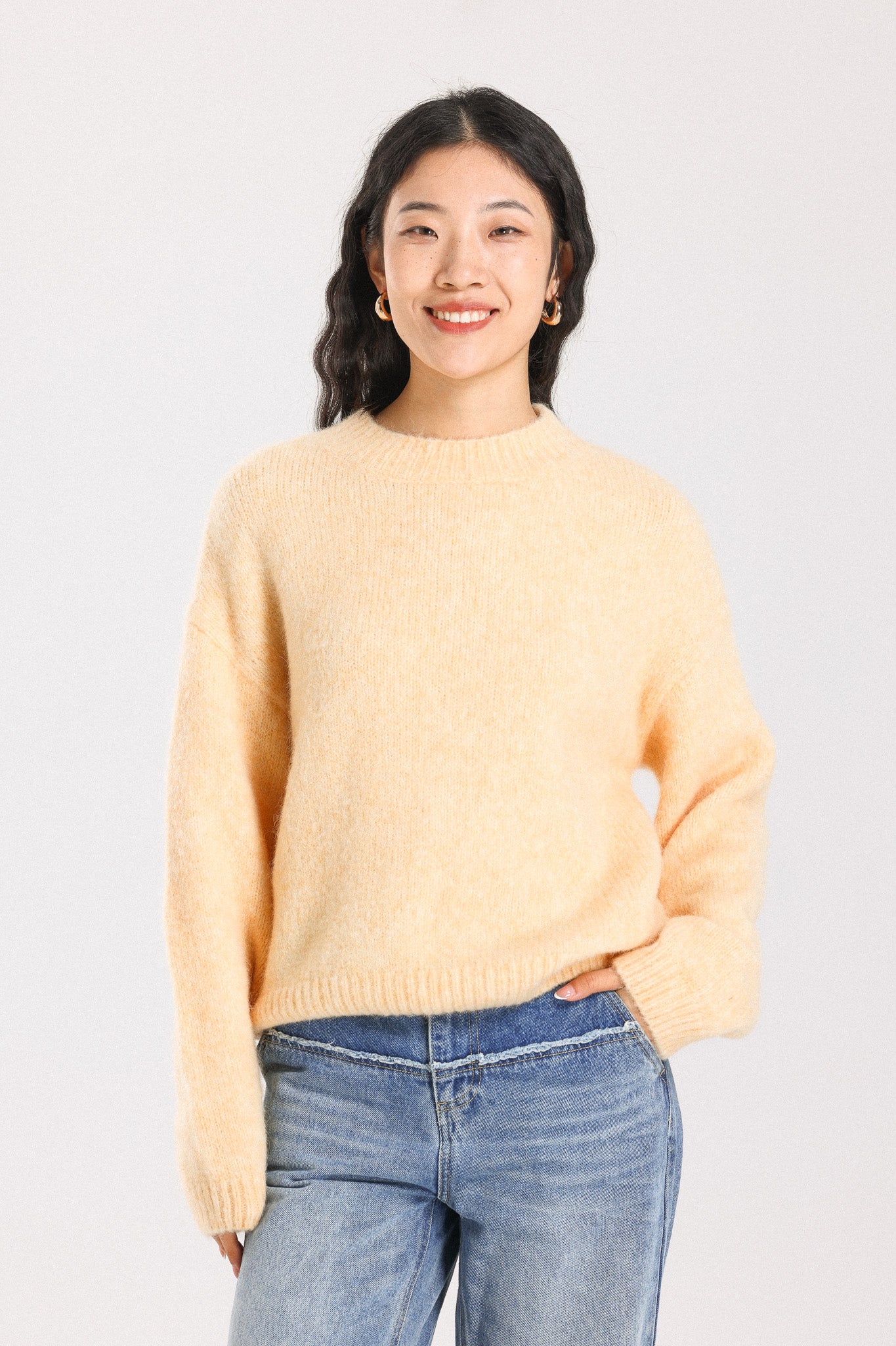 Lara Basic Alpaca wool  Knit Jumper - Yellow