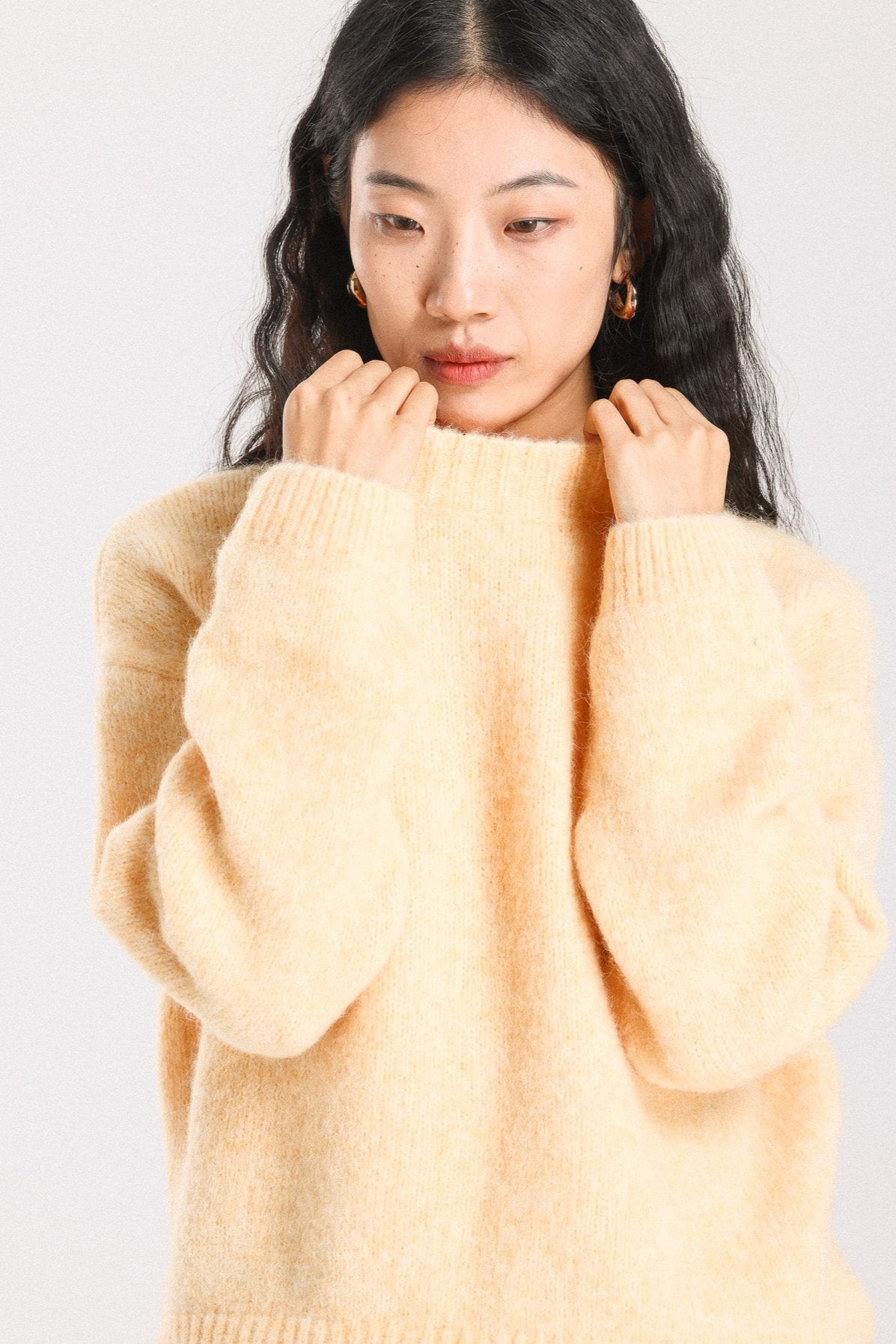 Lara Basic Alpaca wool  Knit Jumper - Yellow