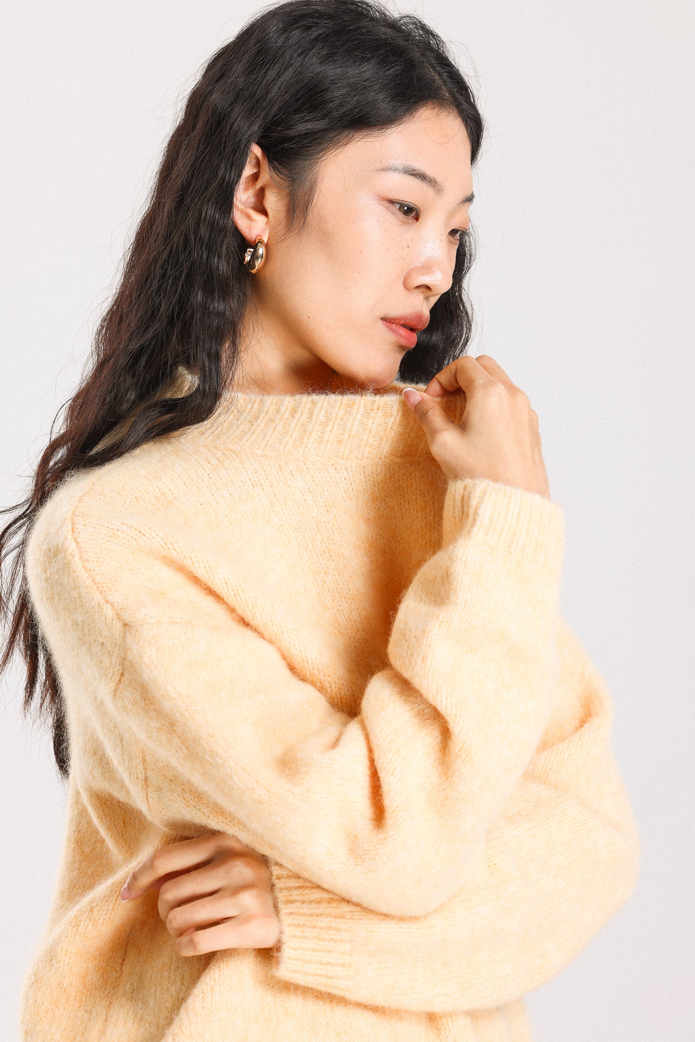 Lara Basic Alpaca wool  Knit Jumper - Yellow