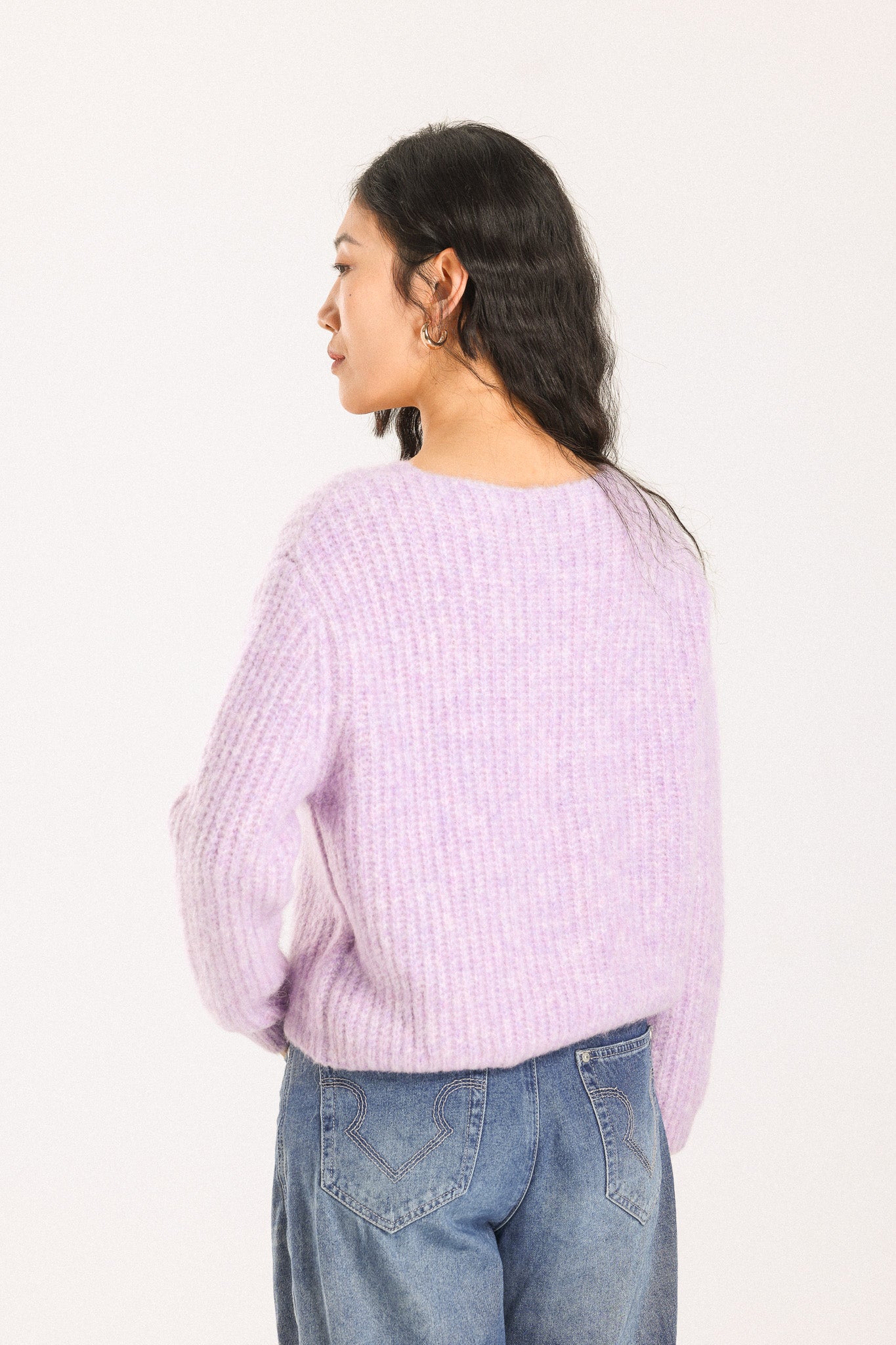 Immy V-neck Basic Alpaca wool  Knit Jumper - Purple