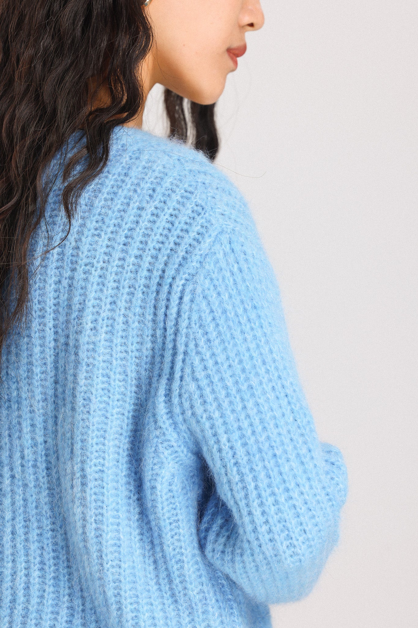 Immy V-neck Basic Alpaca wool  Knit Jumper - Sky