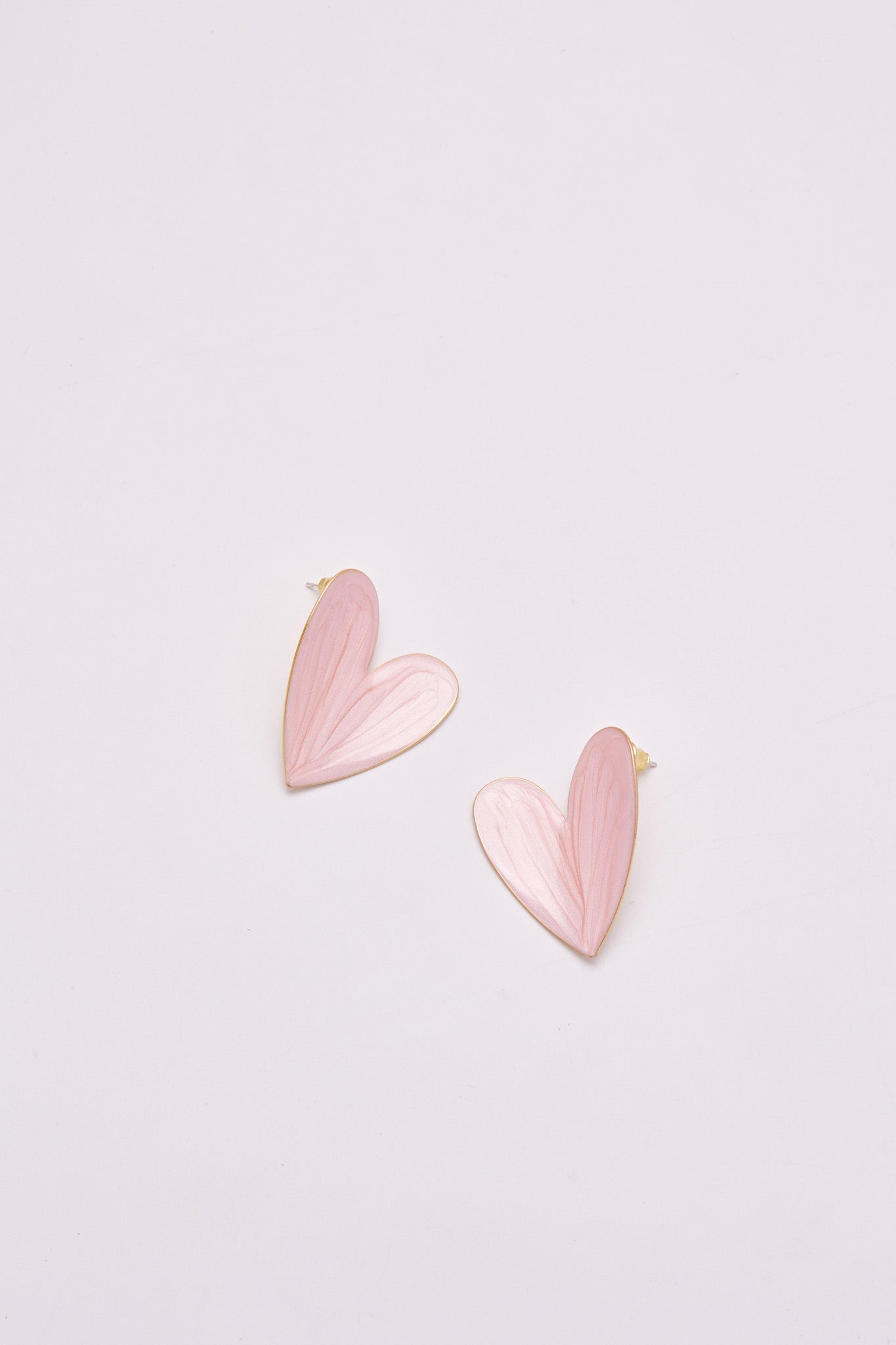 Enamel Large Heart Earrings Pink