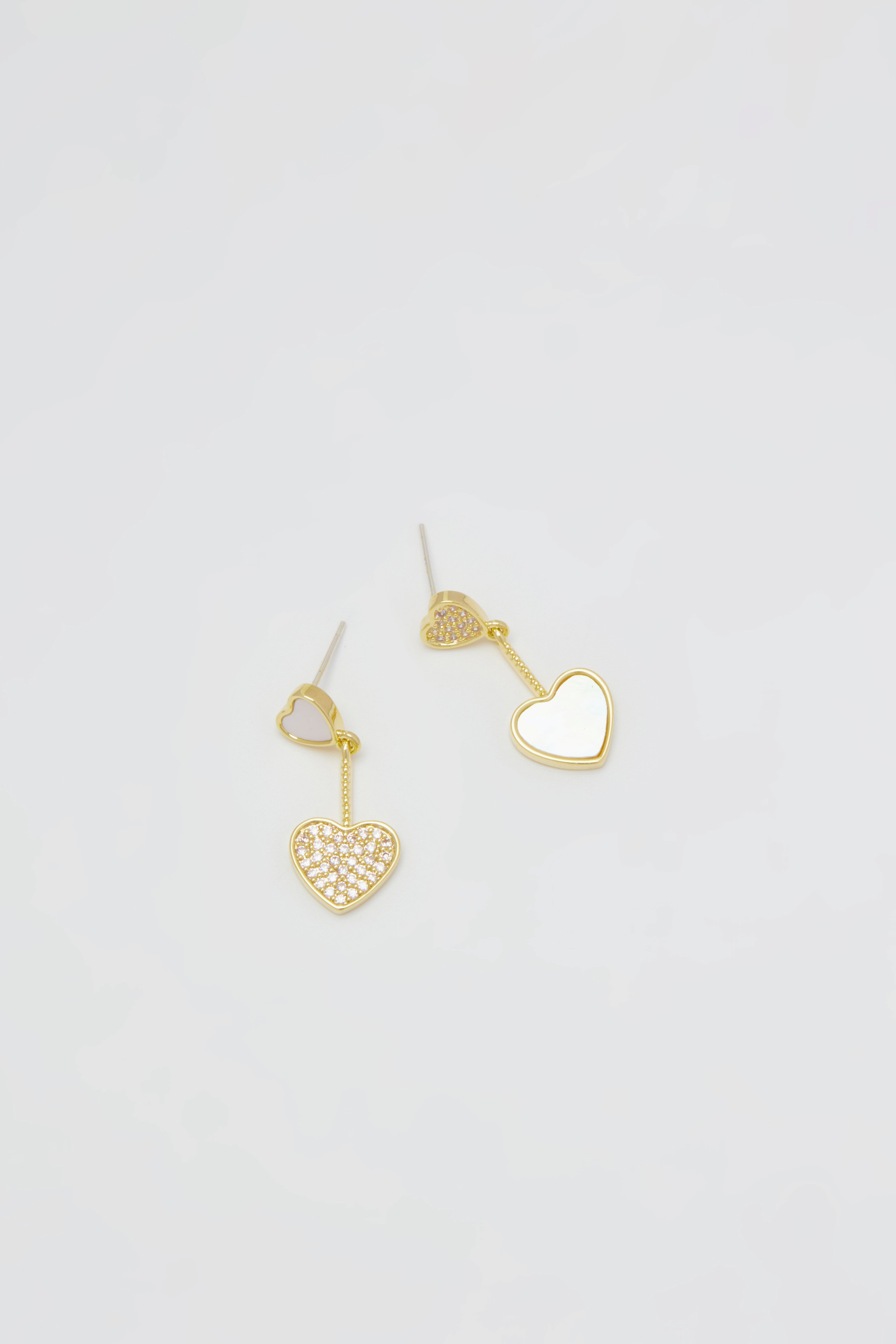 Mother of Pearl Heart Stud Earrings