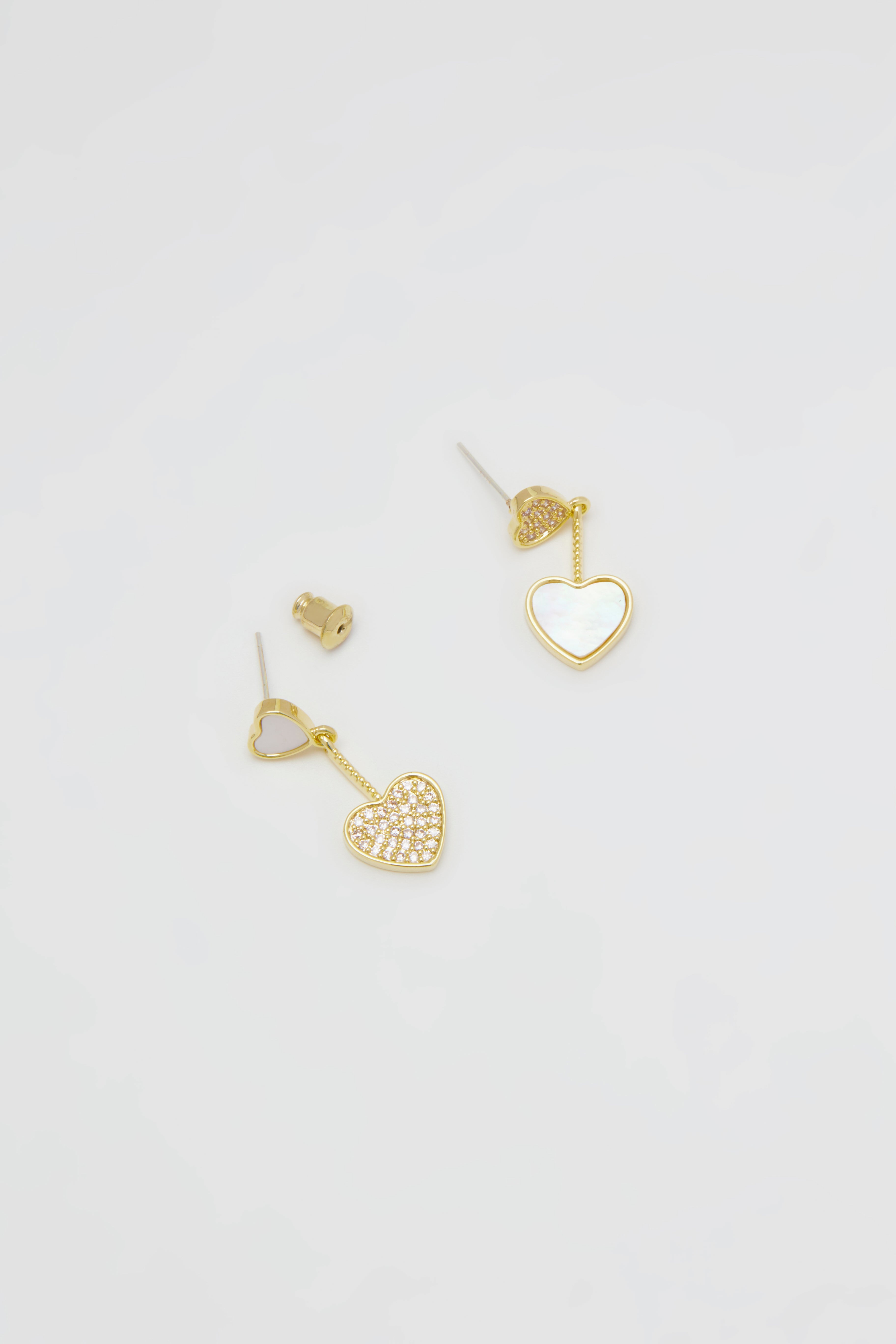 Mother of Pearl Heart Stud Earrings