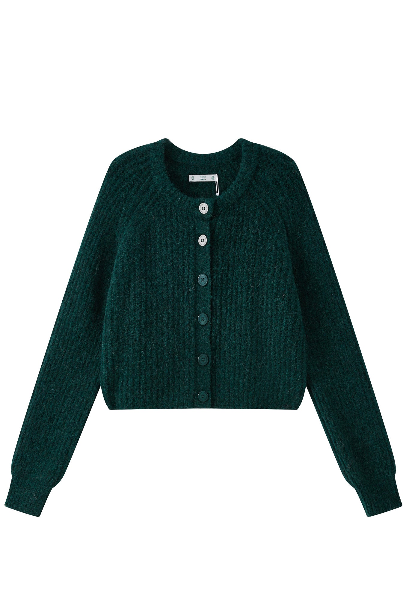 Janet Ribbed Alpaca wool  Knit Cardigan  - Forest