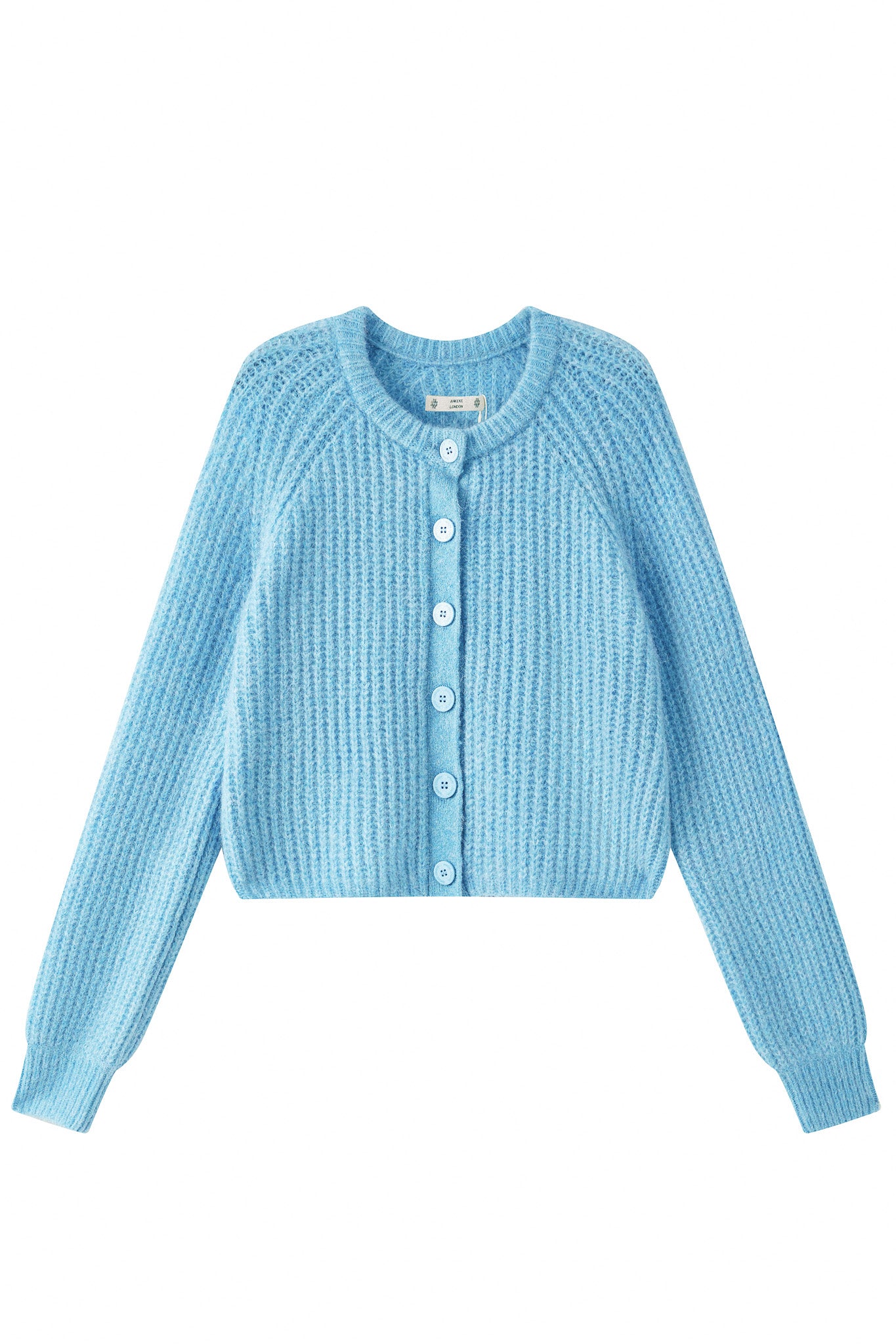 Janet Ribbed Alpaca wool  Knit Cardigan - Sky