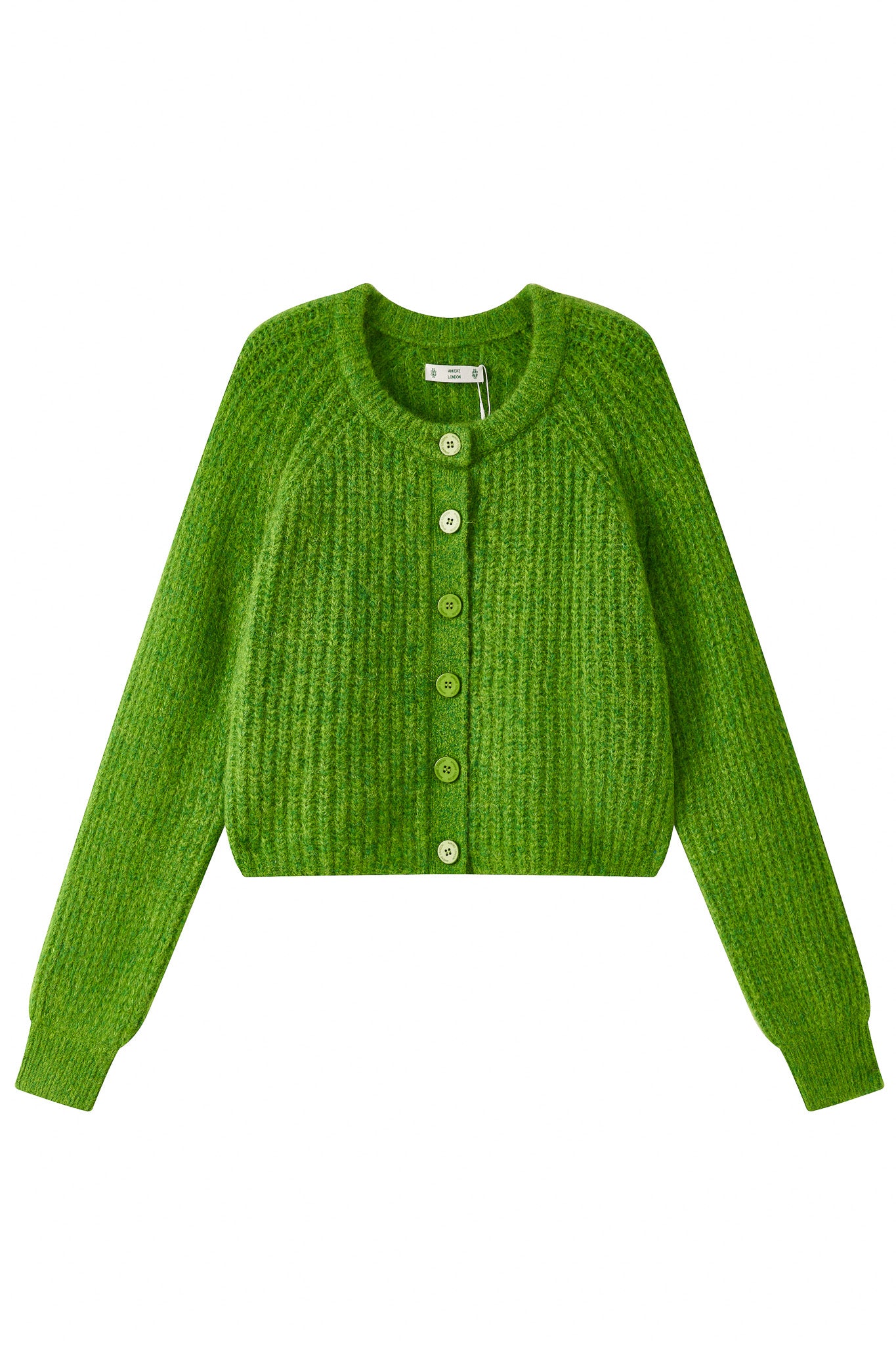 Janet Ribbed Alpaca wool  Knit Cardigan - Green