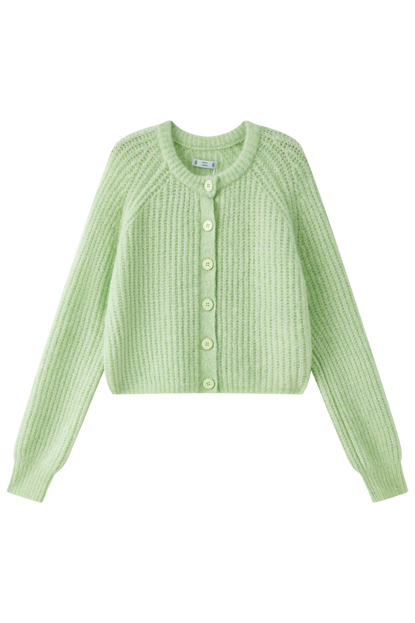 Janet Ribbed Alpaca wool  Knit Cardigan  - Lime