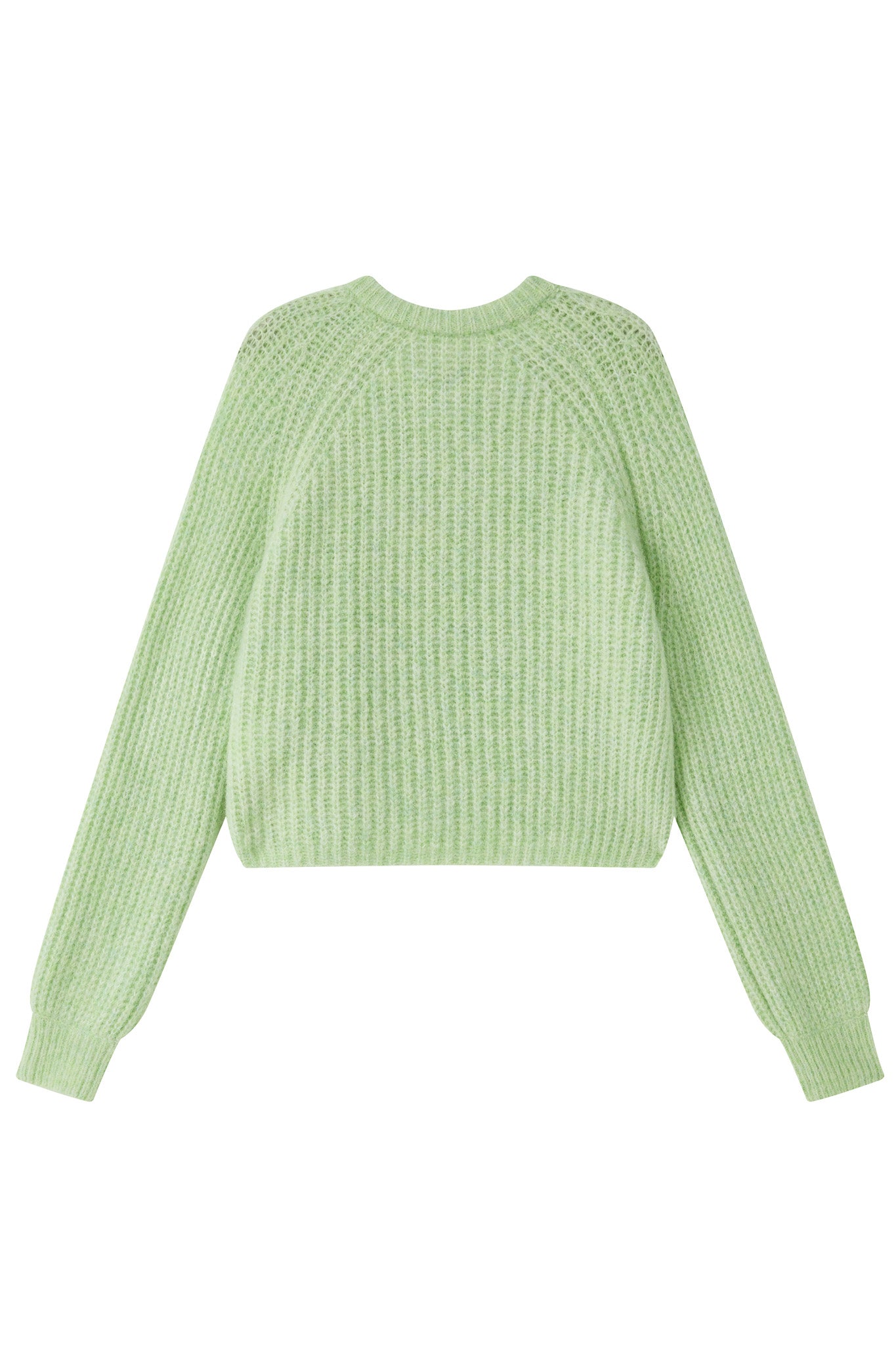 Janet Ribbed Alpaca wool  Knit Cardigan  - Lime