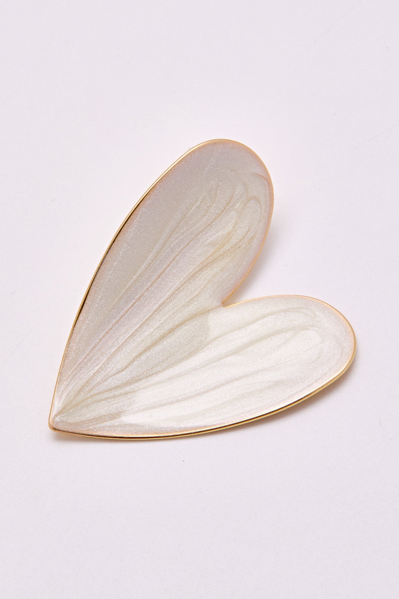 Enamel Large Heart Earrings White