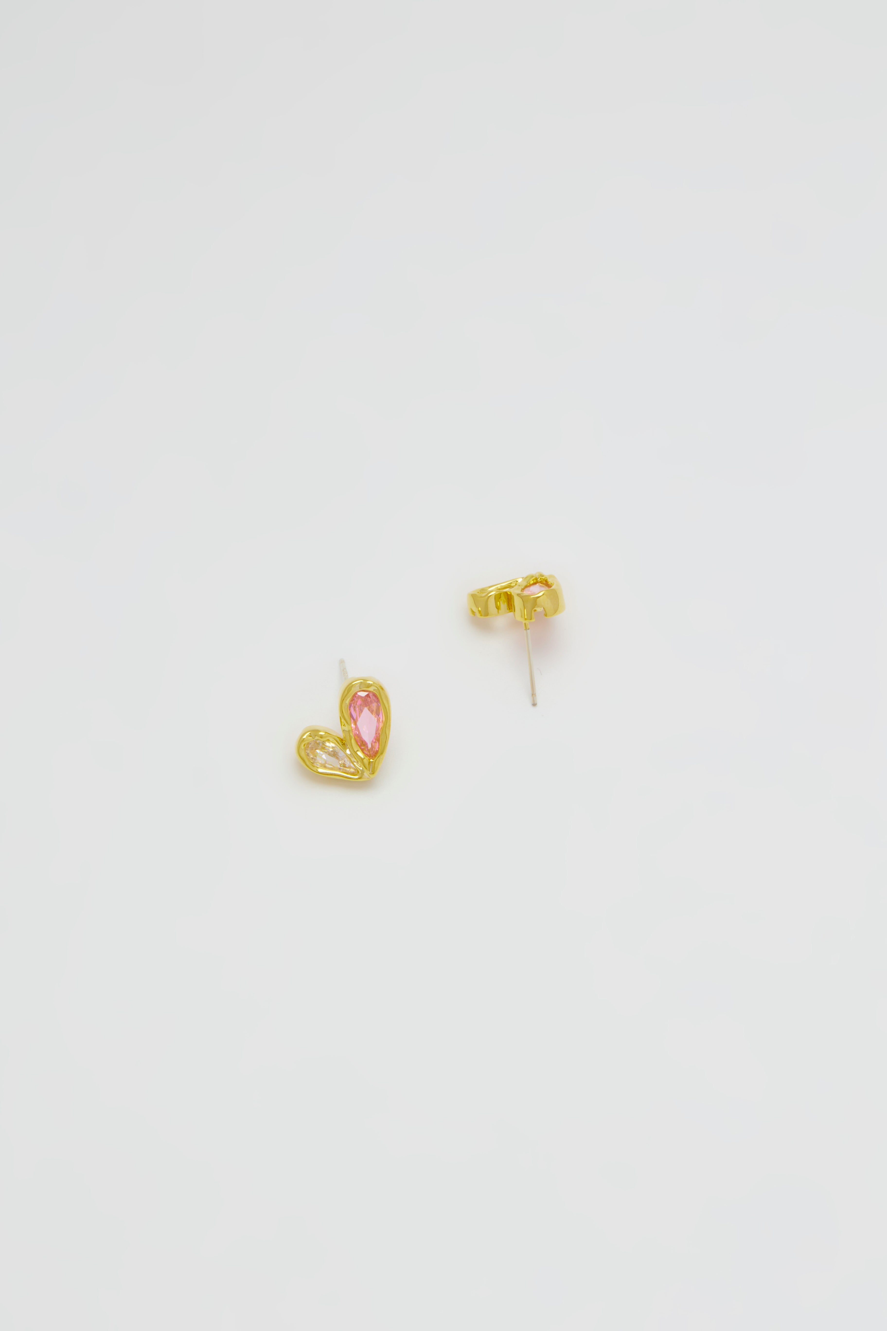 Delilah Asymmetric Heart Pink Stud Earrings