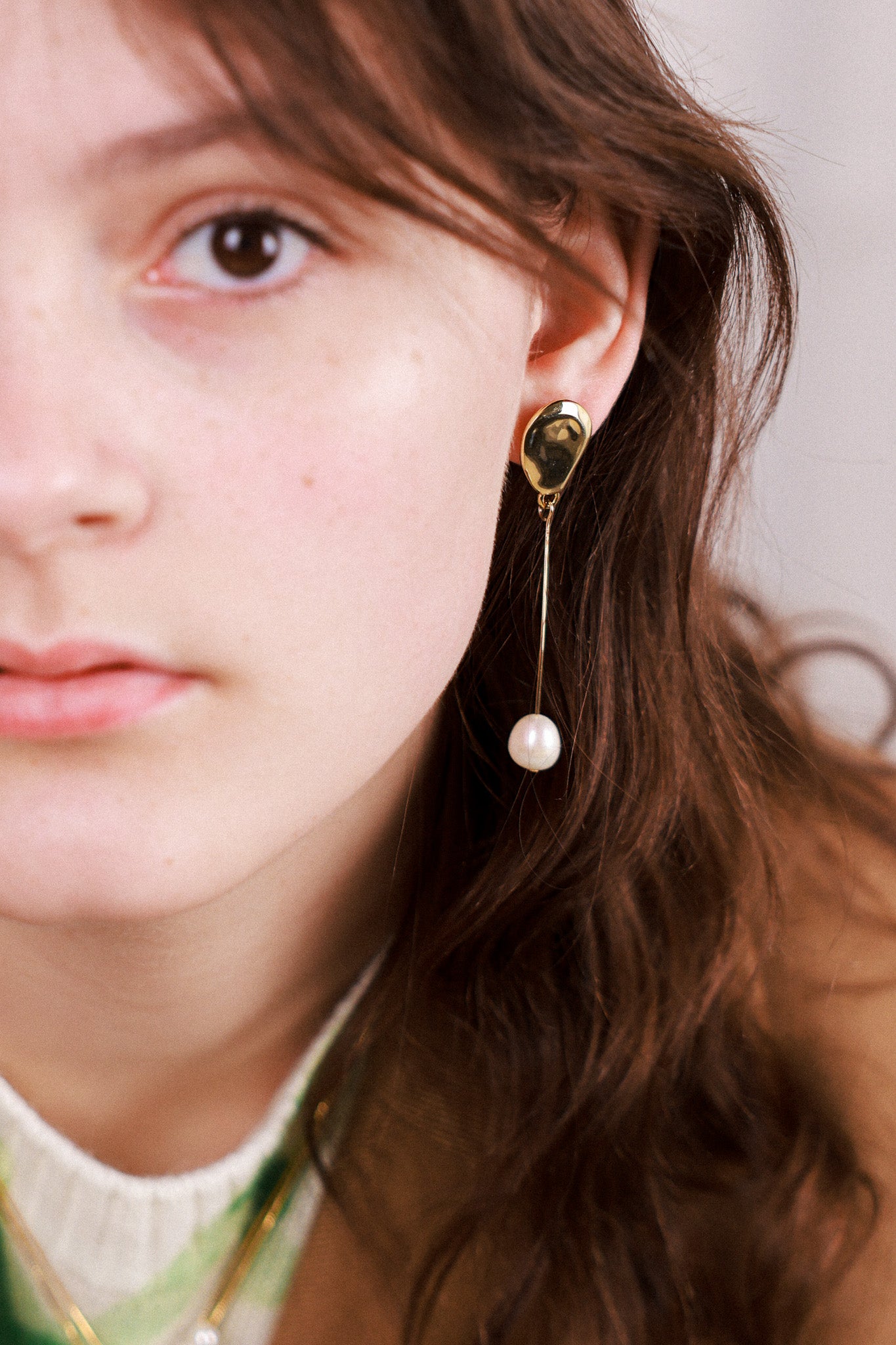 Long drop Pear Gold Earrings