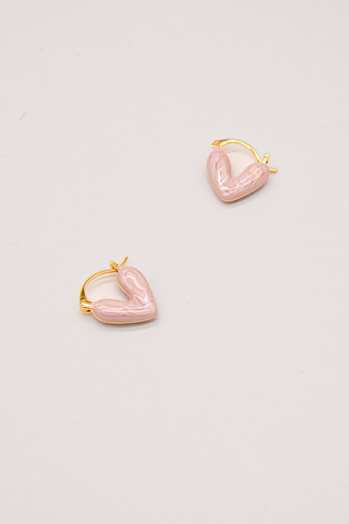 Enamel Heart Earrings Pink