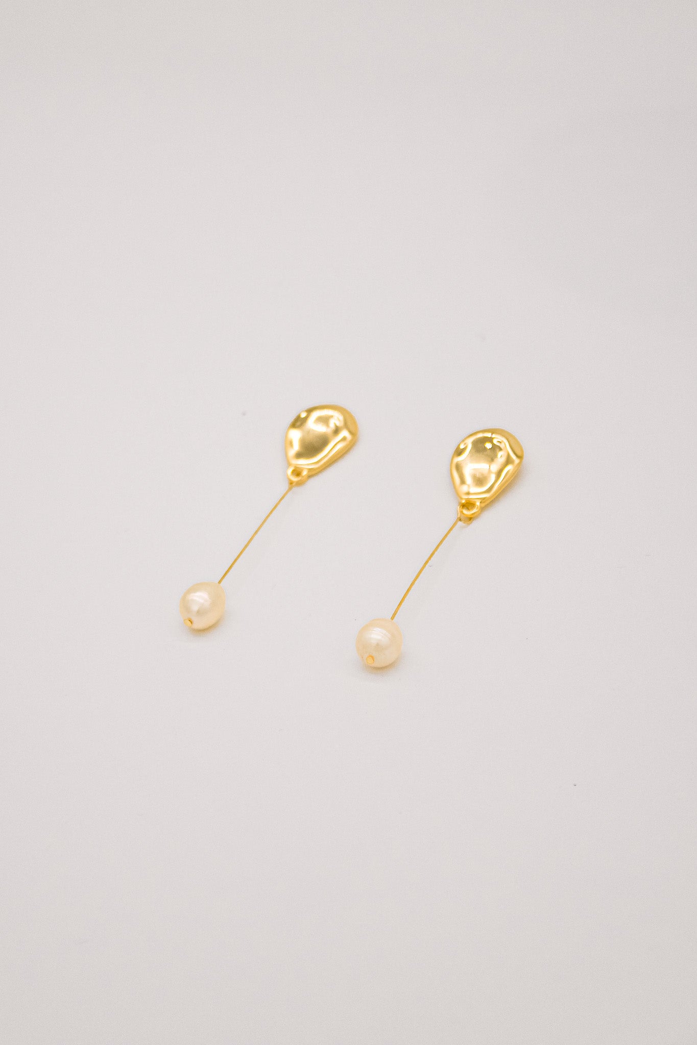 Long drop Pear Gold Earrings