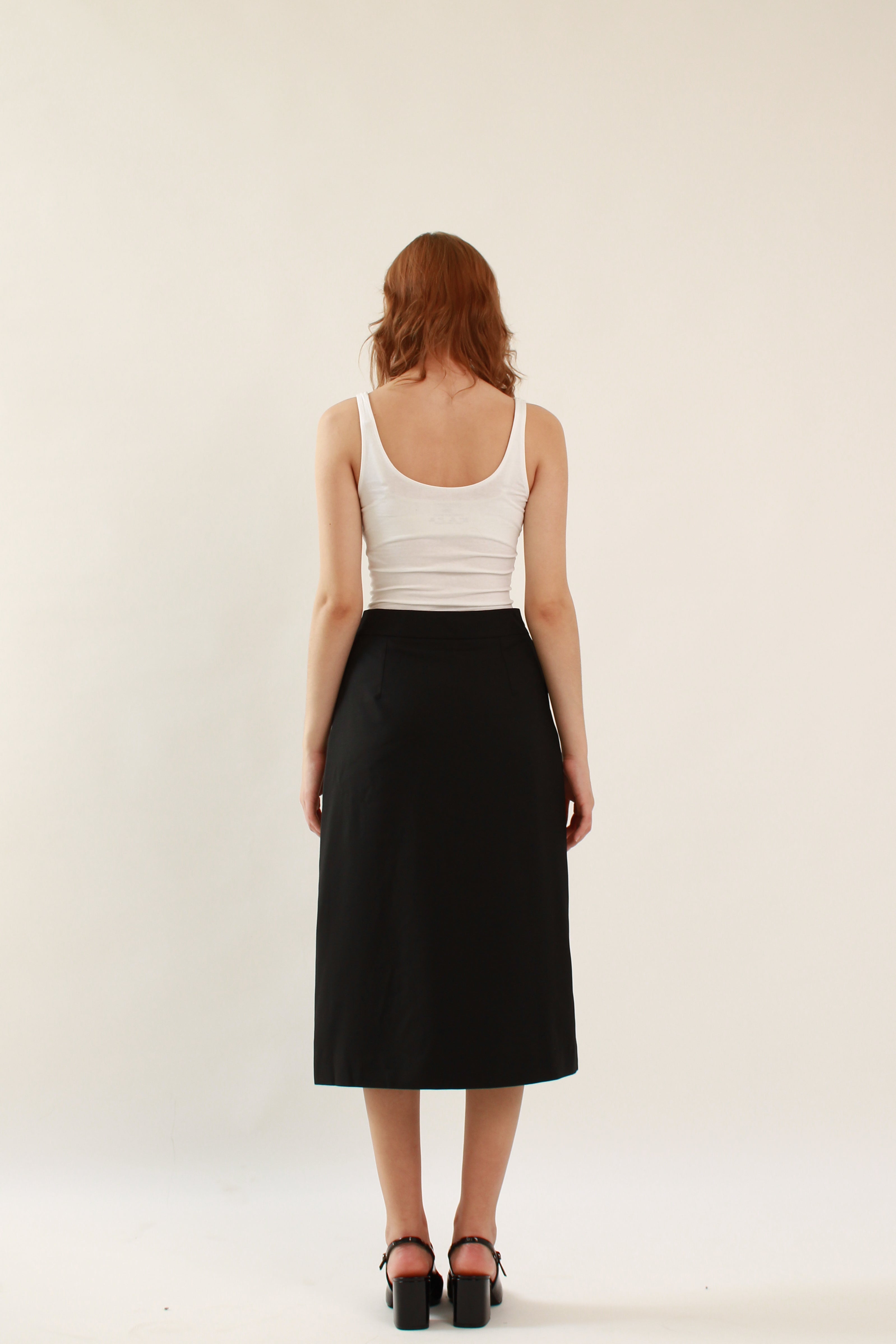 Ahkeke Black A Line Cotton Skirt