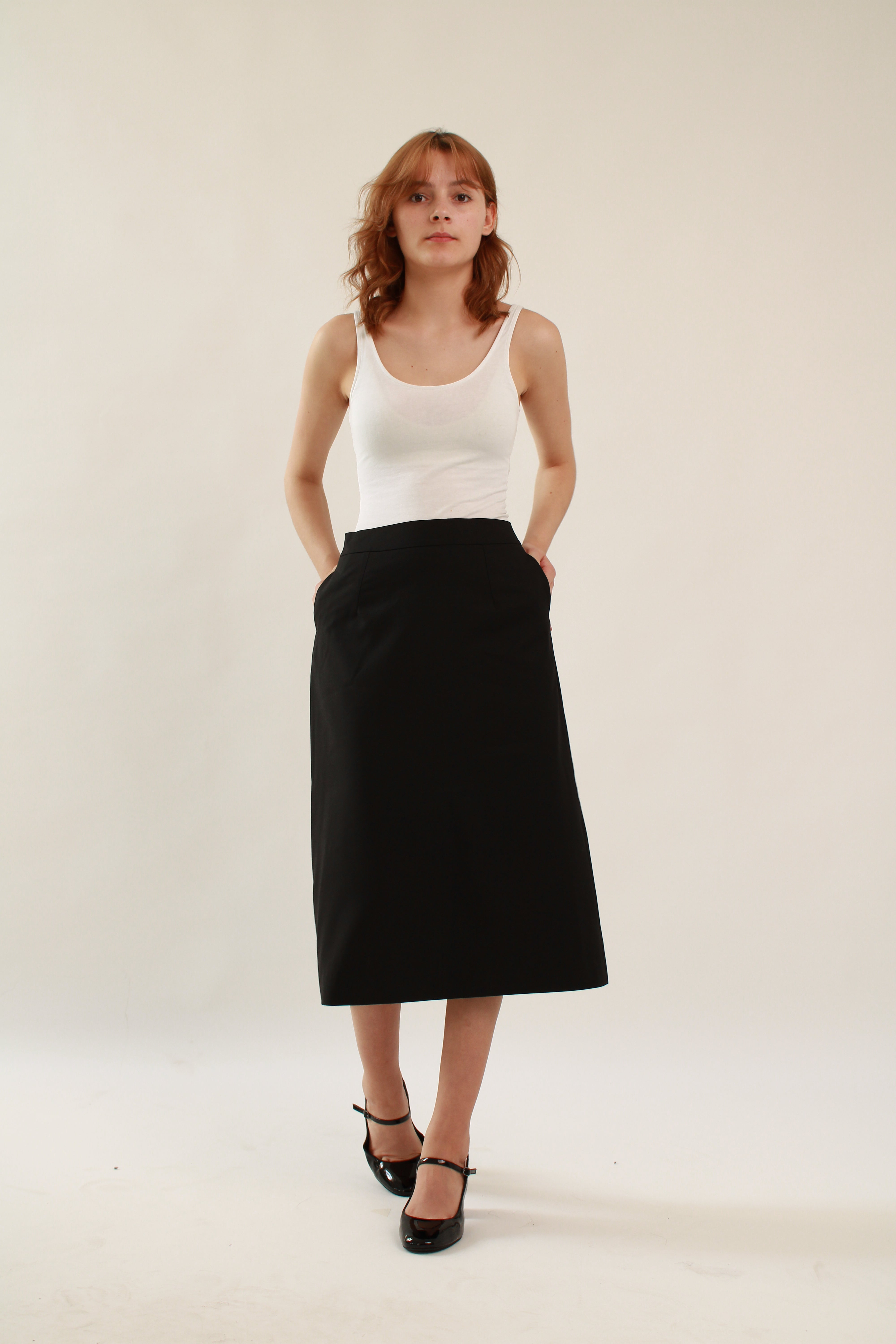 Ahkeke Black A Line Cotton Skirt