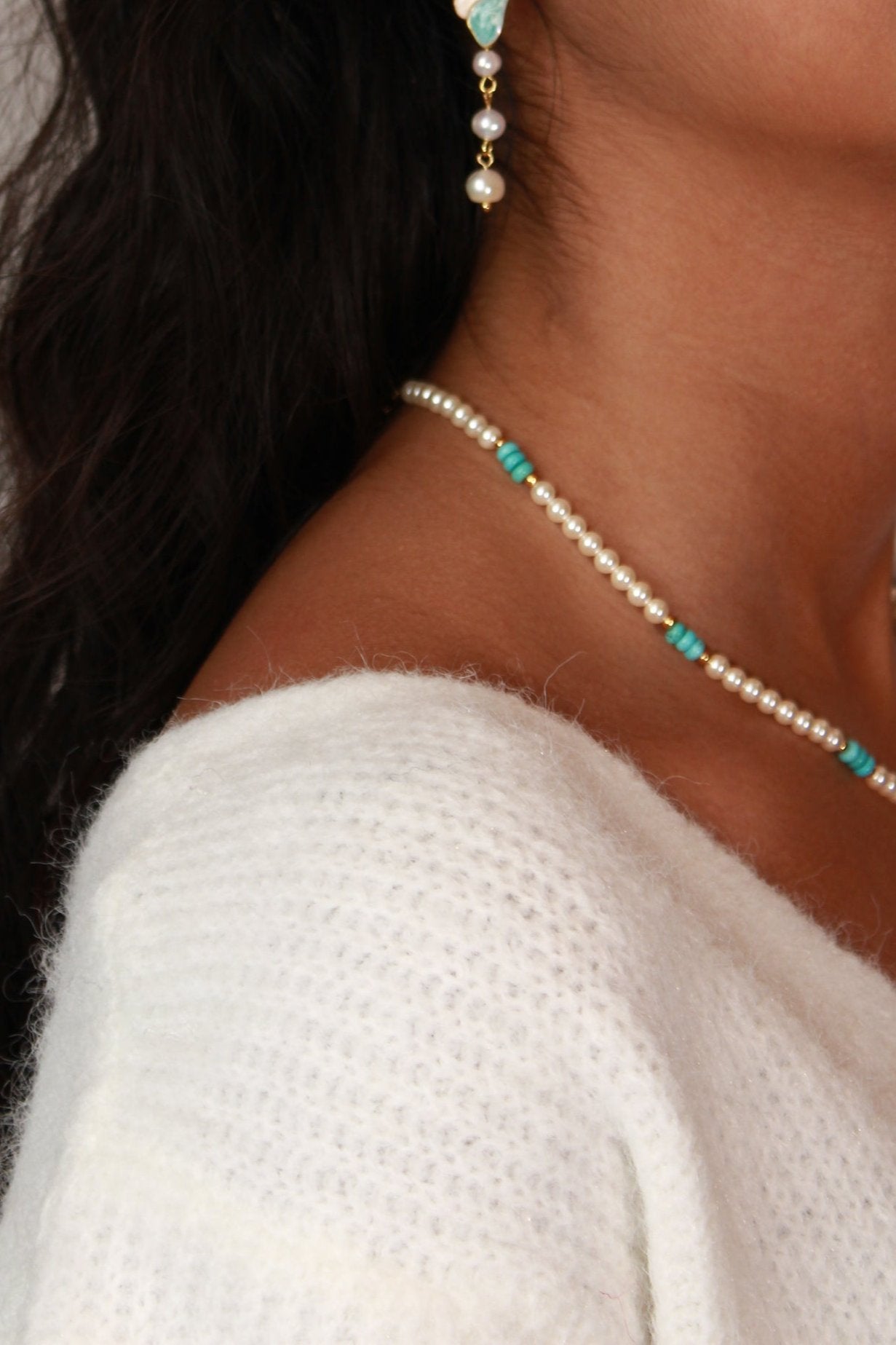 Turquoise and Pearl Necklace